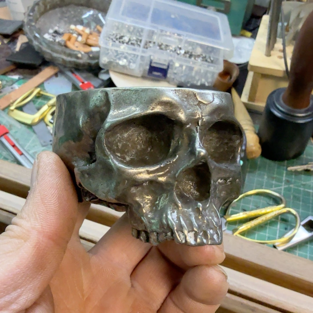 300g Solid White Copper Skull Ashtray