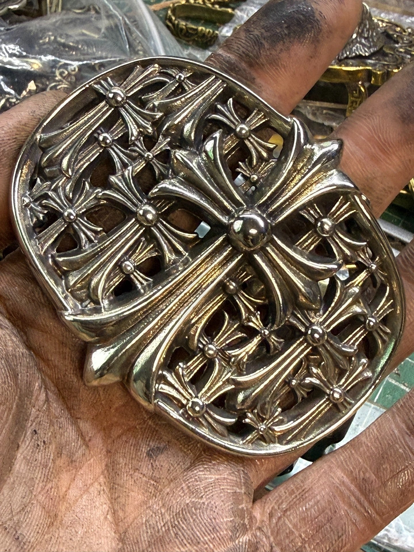 Chrome-Heart Tomb Buckle — In Stock, Solid White Bronze, Hand-Polished