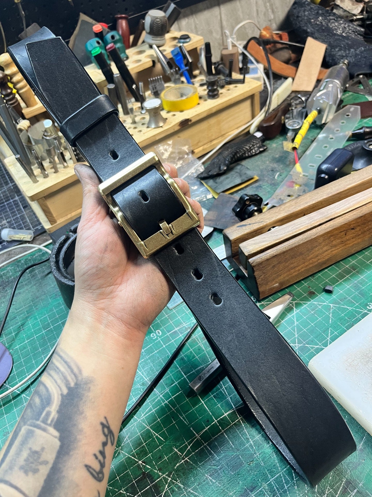 Custom 5.5–6mm North American Bison Leather Handmade Belt