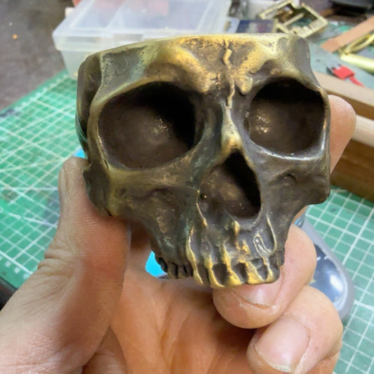 334g Solid Brass Skull Ashtray — Skull Bowl Shape