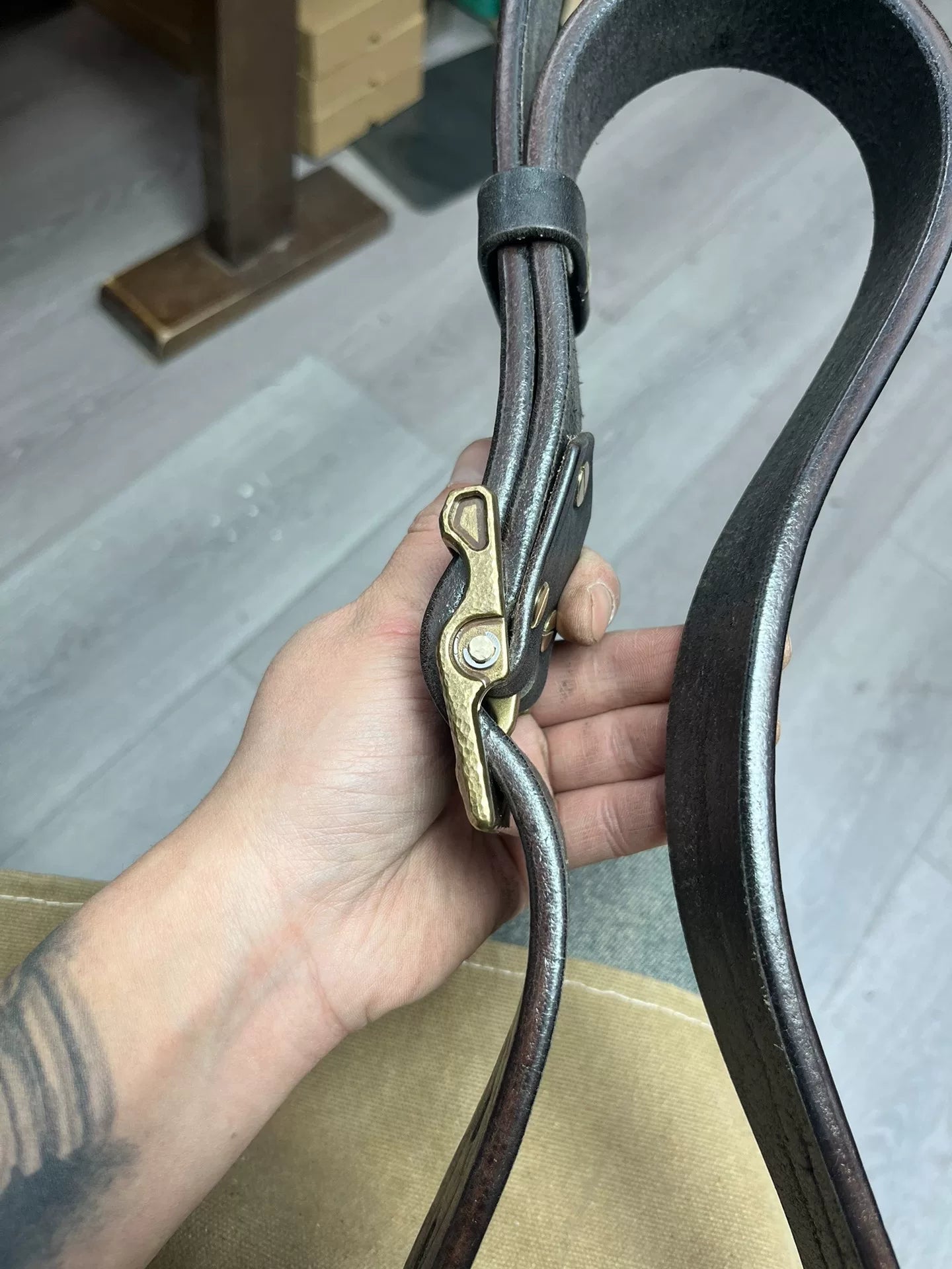 6.5mm Hand-Hammered Texture Buffalo Leather Belt — 4cm Wide