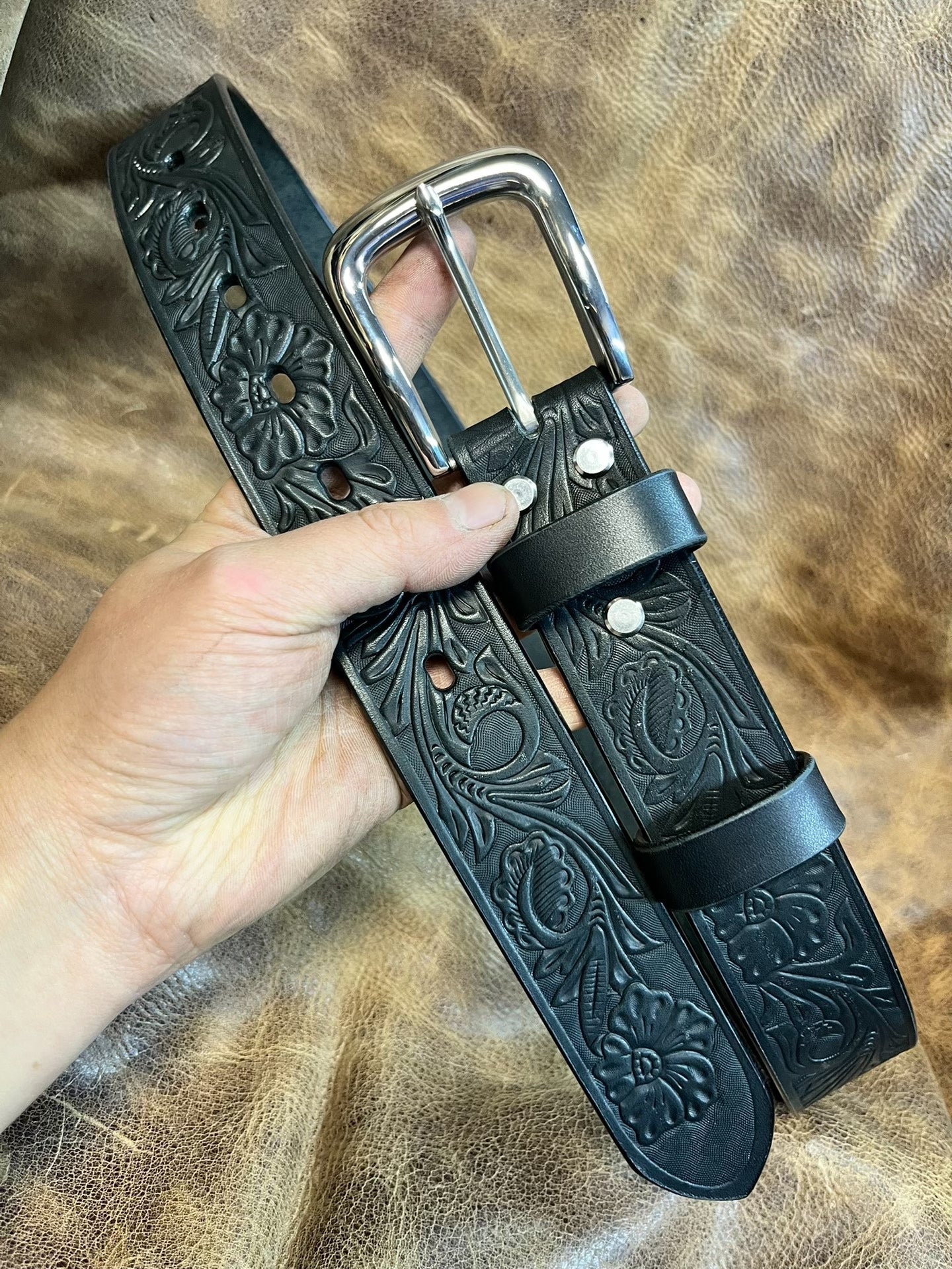 Meian vegetable tanned genuine first layer cowhide carved handmade…