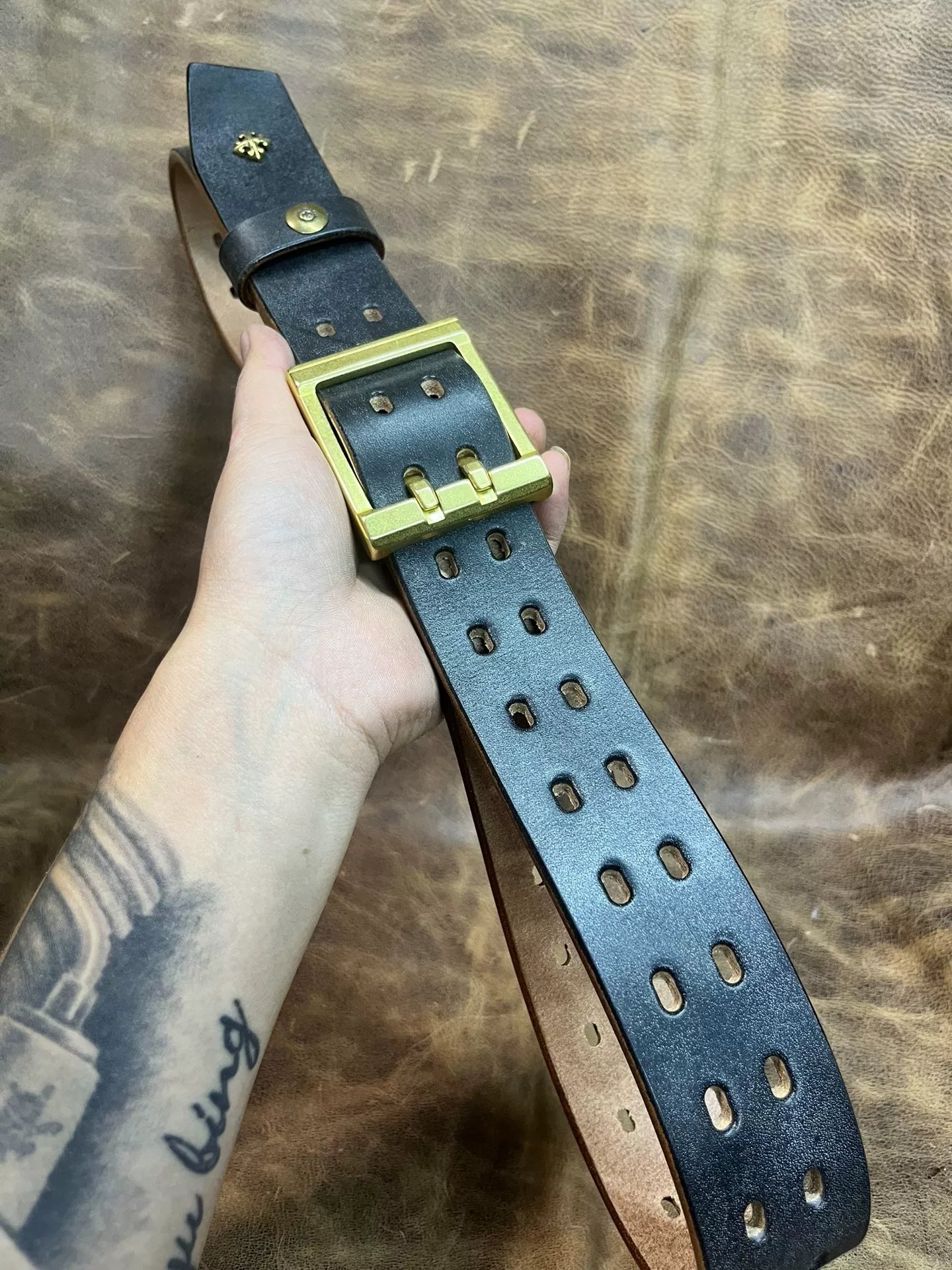 JF Full-Grain Bridle Leather Double-Stitch Handmade Belt