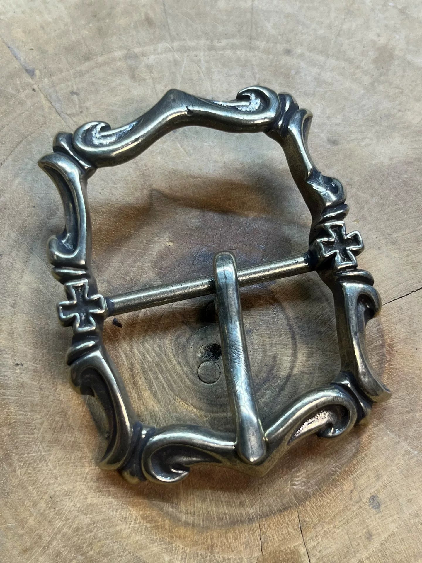 Pure copper belt buckle solid carved cross casual belt buckle trous…