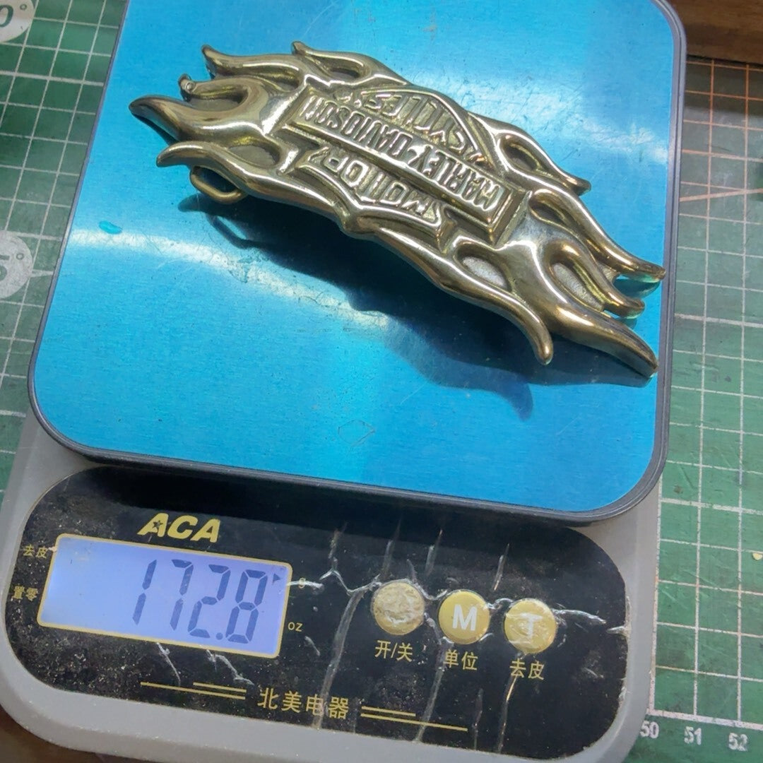 Solid pure brass Harley Harley flame smooth buckle