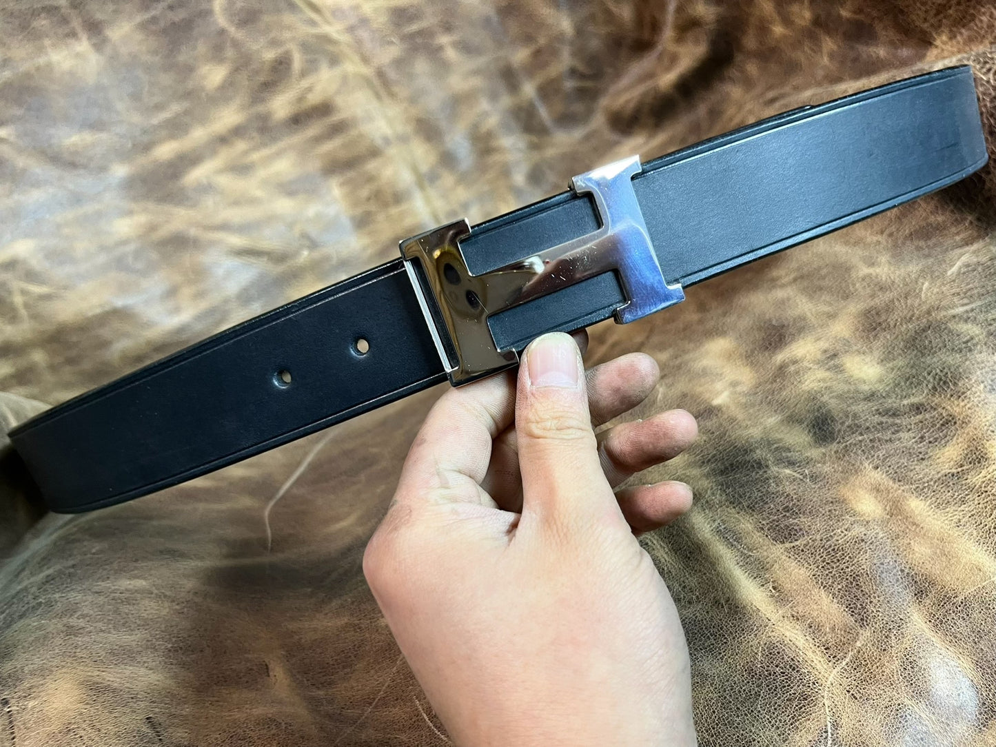 4.5mm formal business pin buckle business handmade belt
