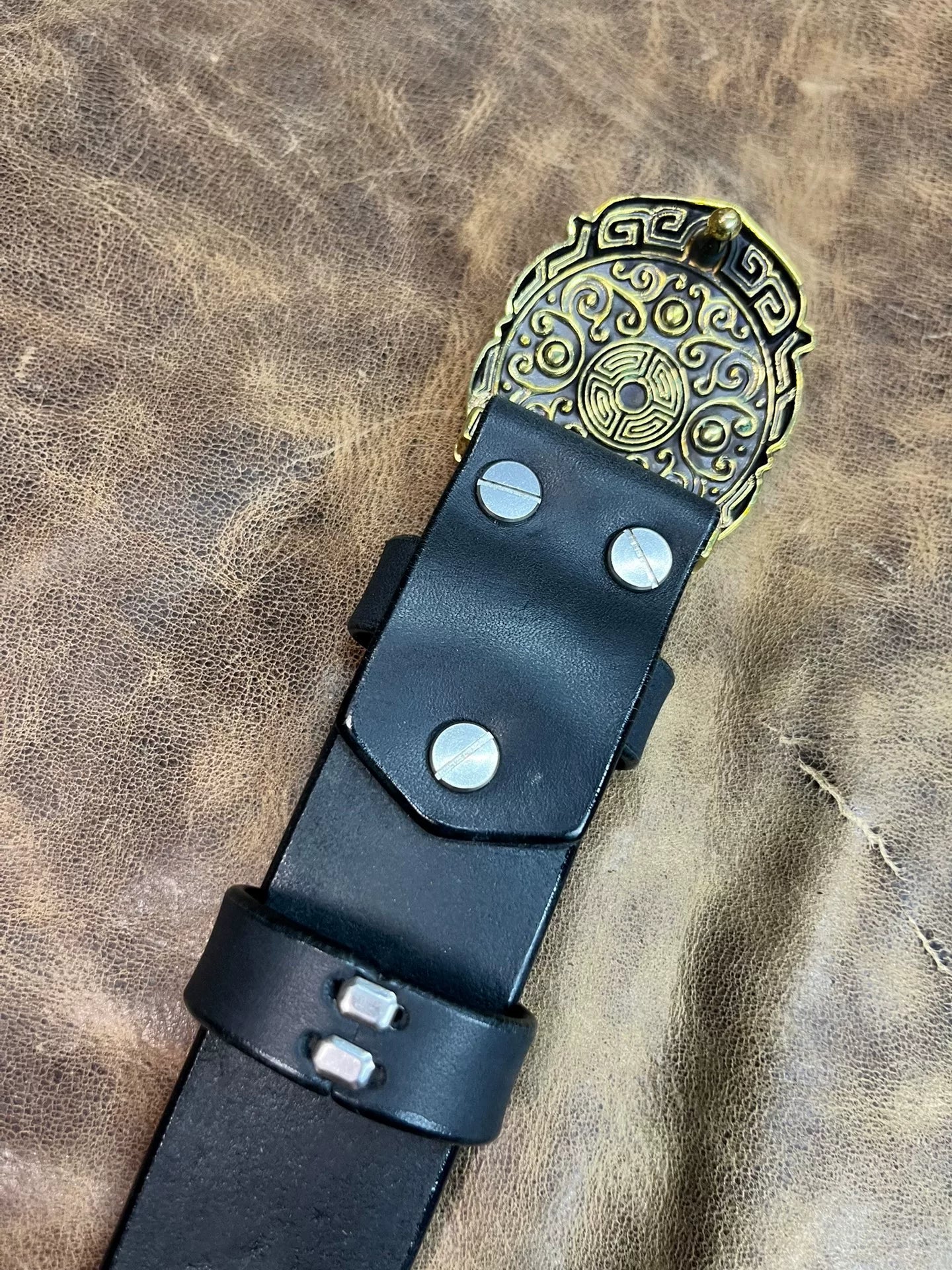 Black imported full-grain Italian genuine leather first-layer cowhi…