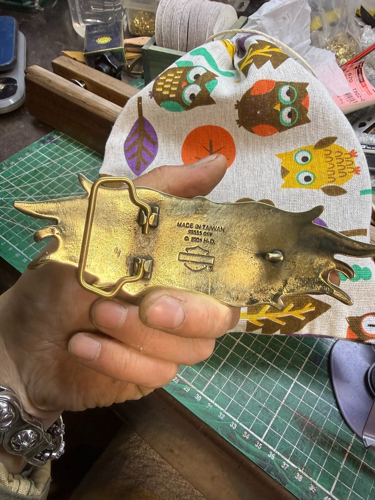 Solid pure brass Harley Harley flame smooth buckle