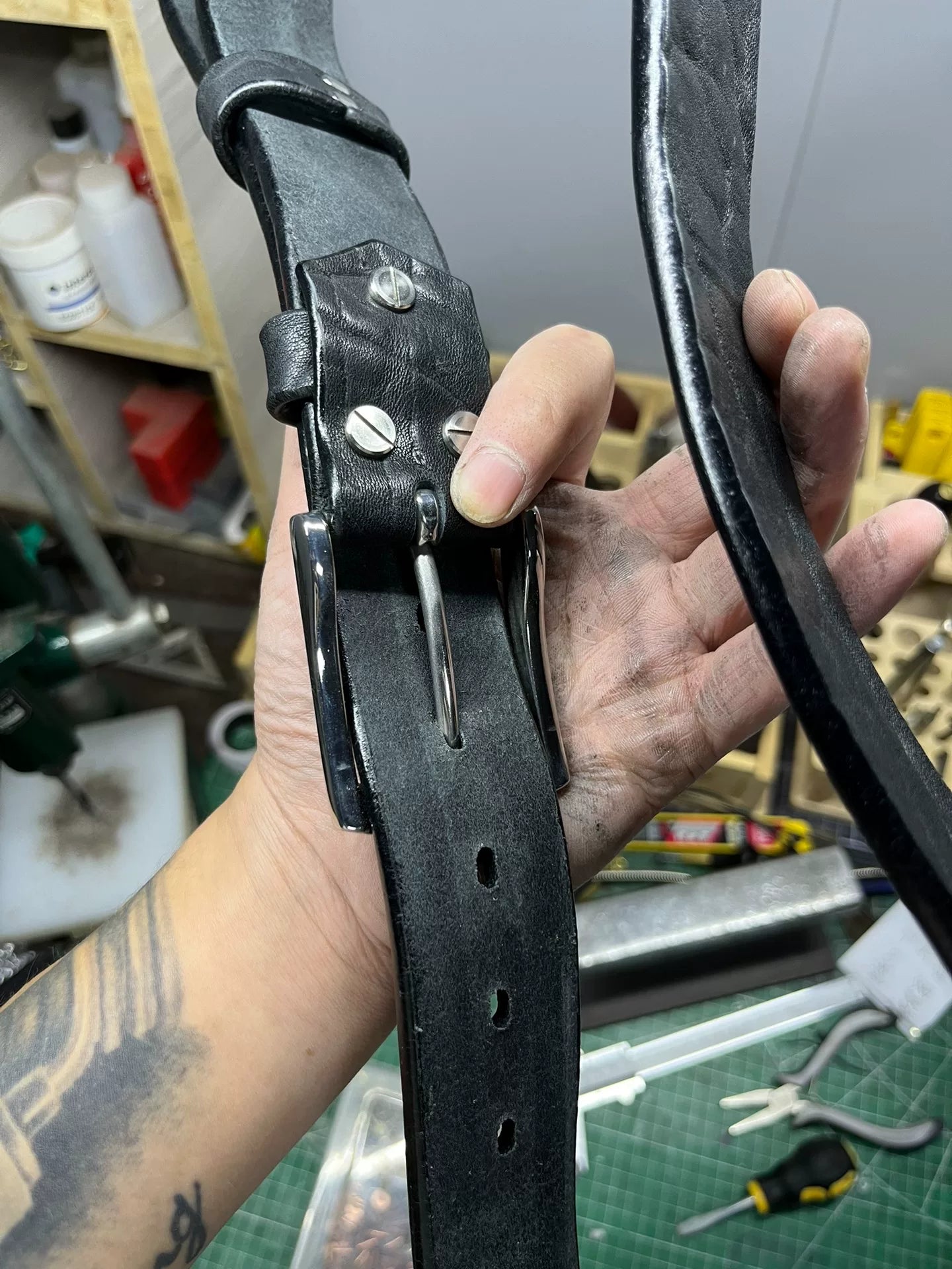 5.5mm thickened North American bison leather handmade belt