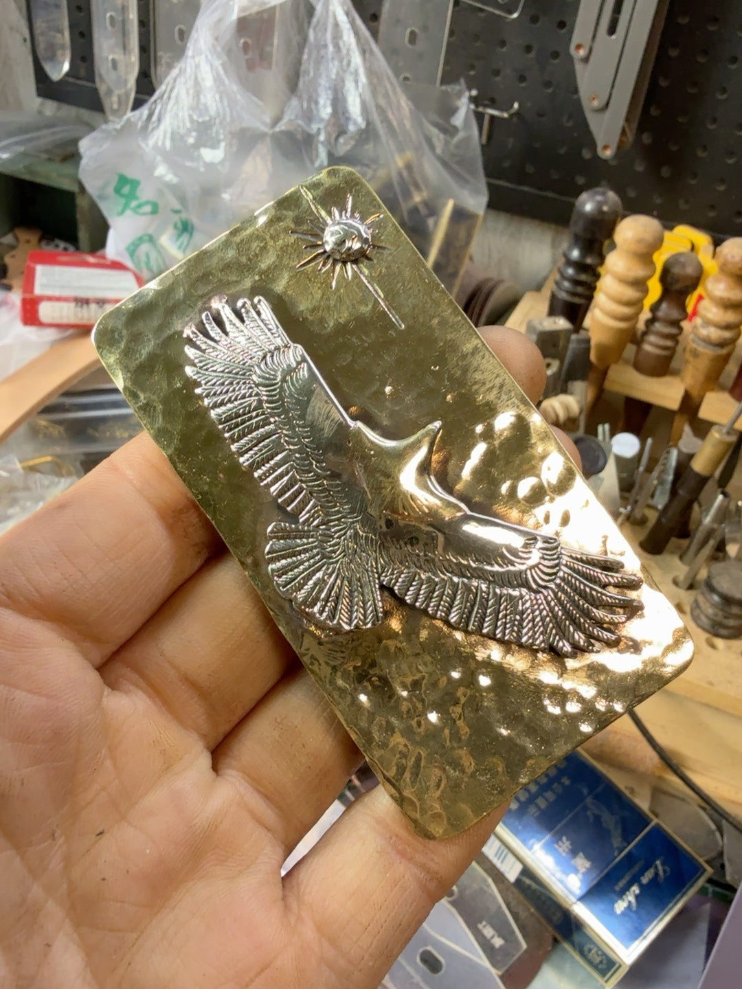 Takahashi Eagle Pure Copper Large Copper Belt Buckle Western Cowboy