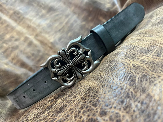 Italian bridle and handmade belt with Crocodile heart buckle