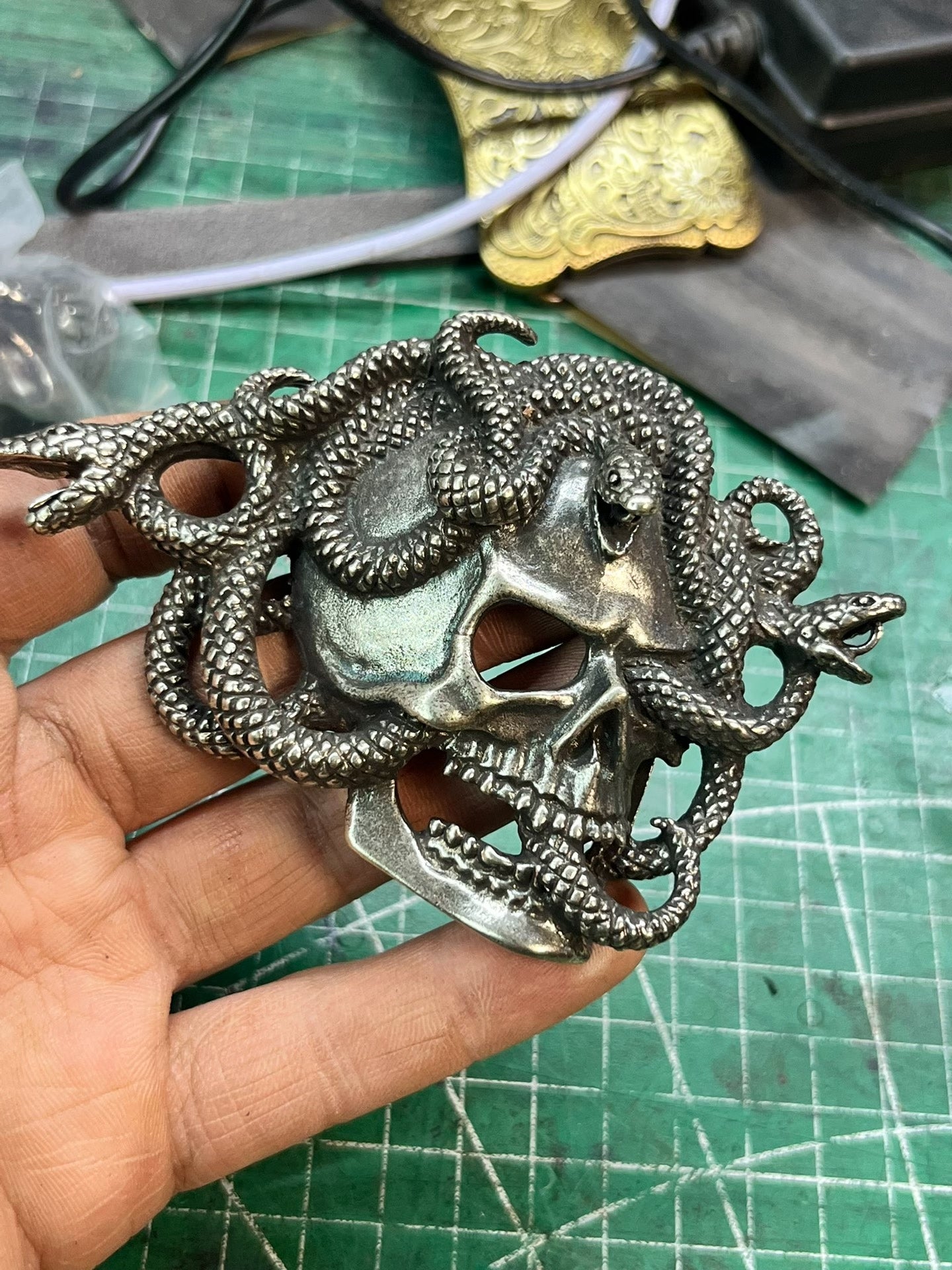 British A brand Alchemy Gothic skull belt buckle belt