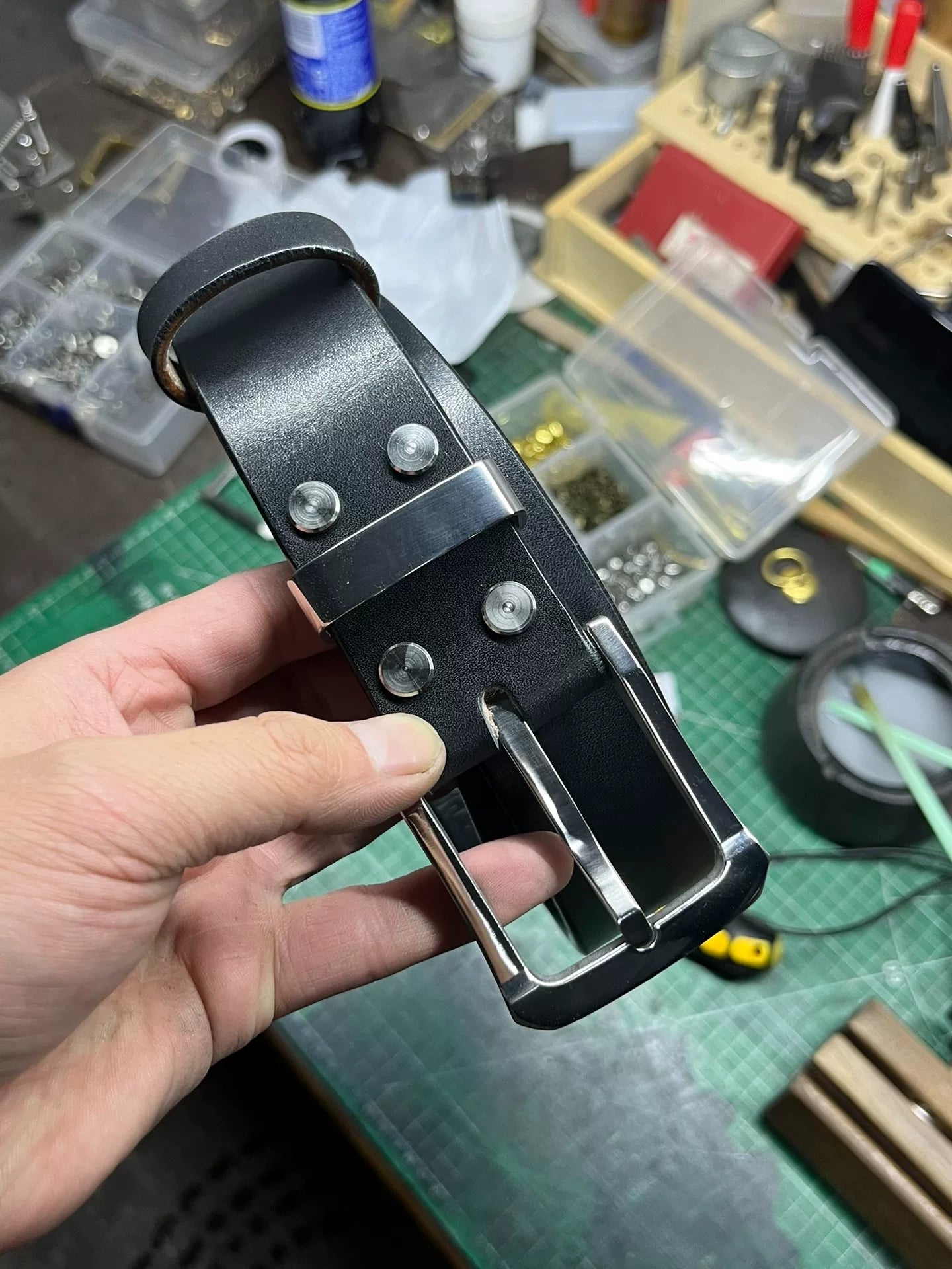 5.5mm thick Japanese Tochigi Shonan back leather belt with handmade…
