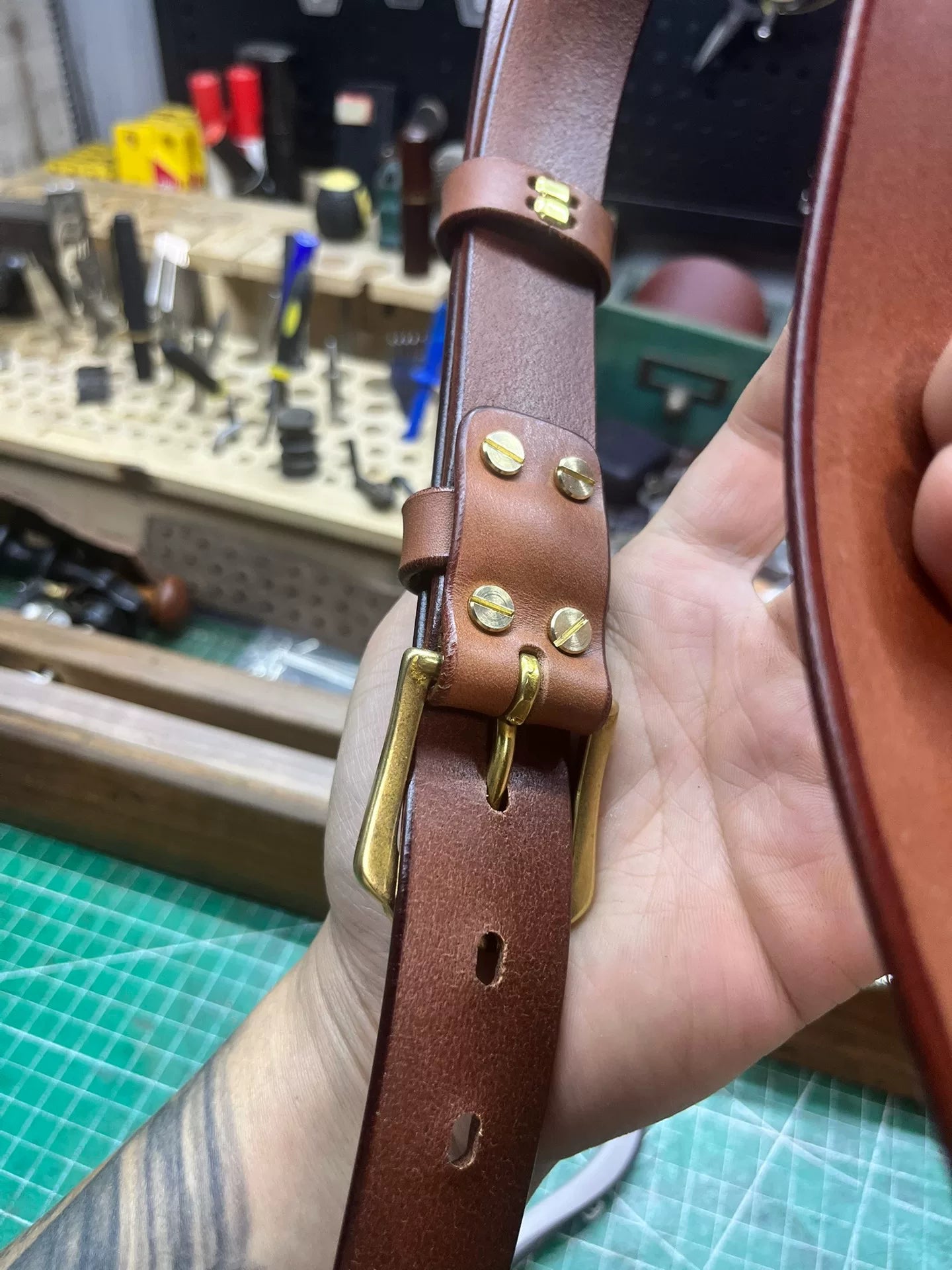 3cm Narrow Handmade Belt — Italian Tuscany Leather, Solid Brass Buckle