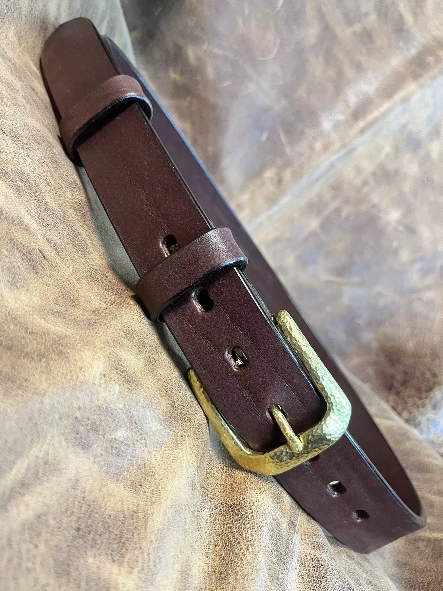 Black dyed bison leather handmade belt imported from North America