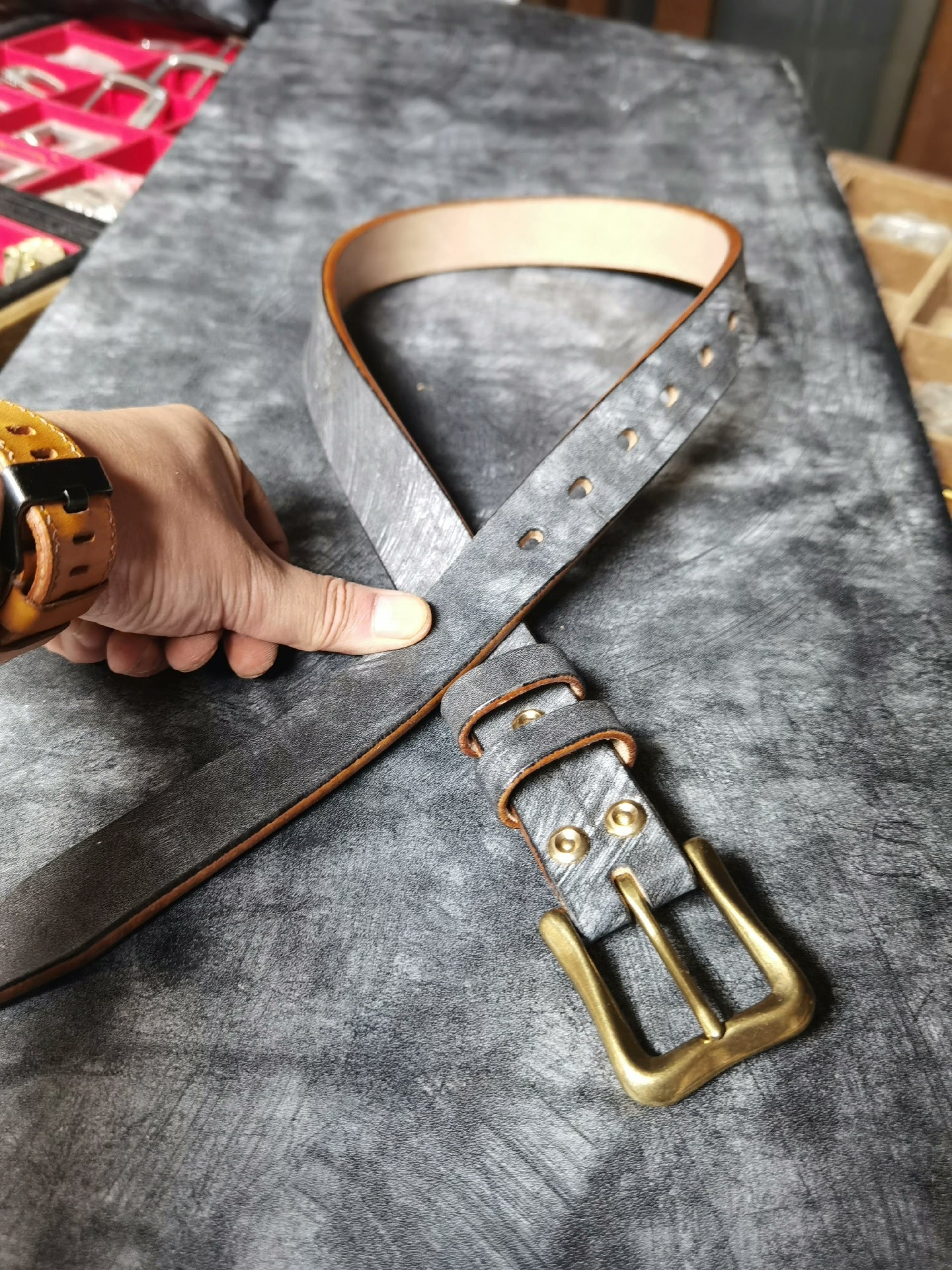 Women's belt JF horse bridle leather black