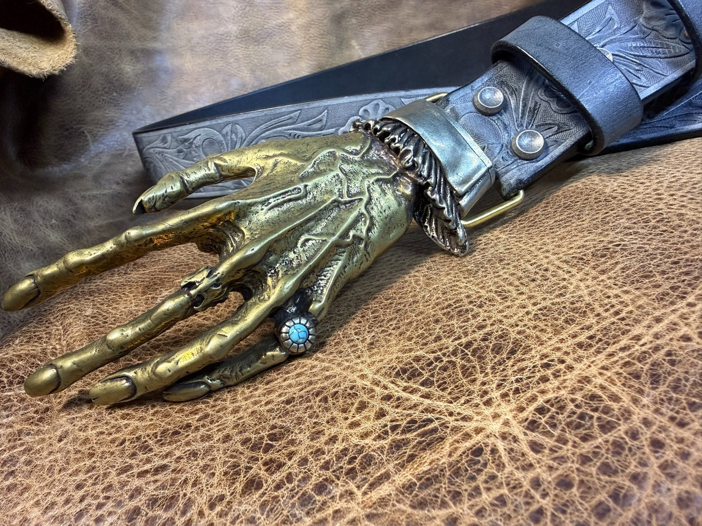 The Italian horse-rein carved handmade belt is custom-made