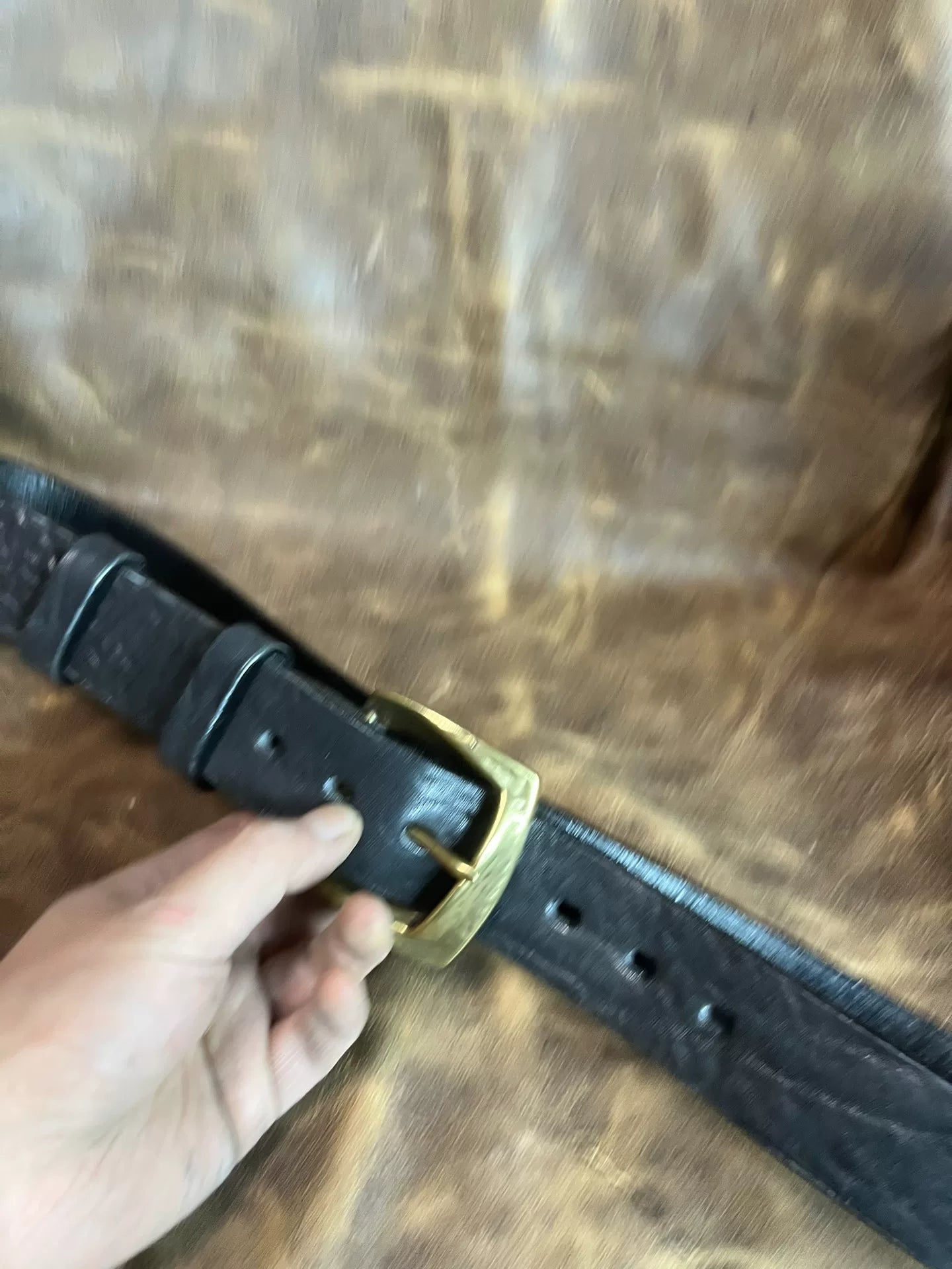 Black dyed bison leather handmade belt imported from North America