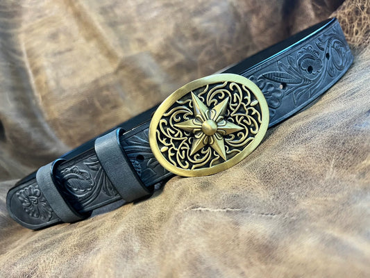 Customized Italian horse rein carving handmade belt