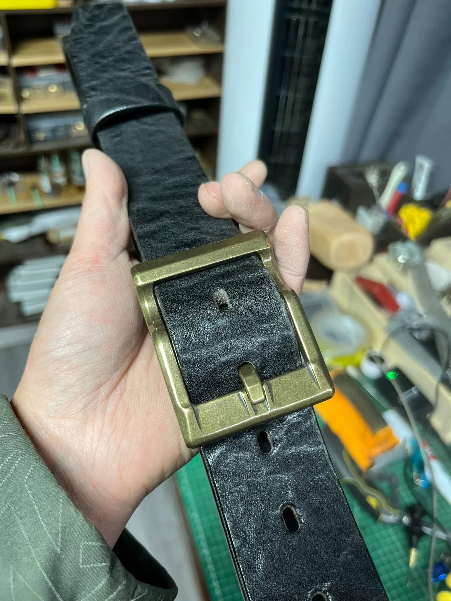 Custom 5.5–6mm North American Bison Leather Handmade Belt