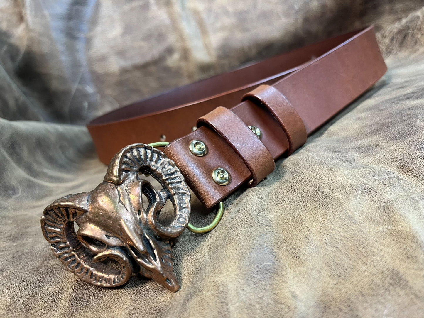 Italian brown cowhide genuine first layer cowhide with white copper…