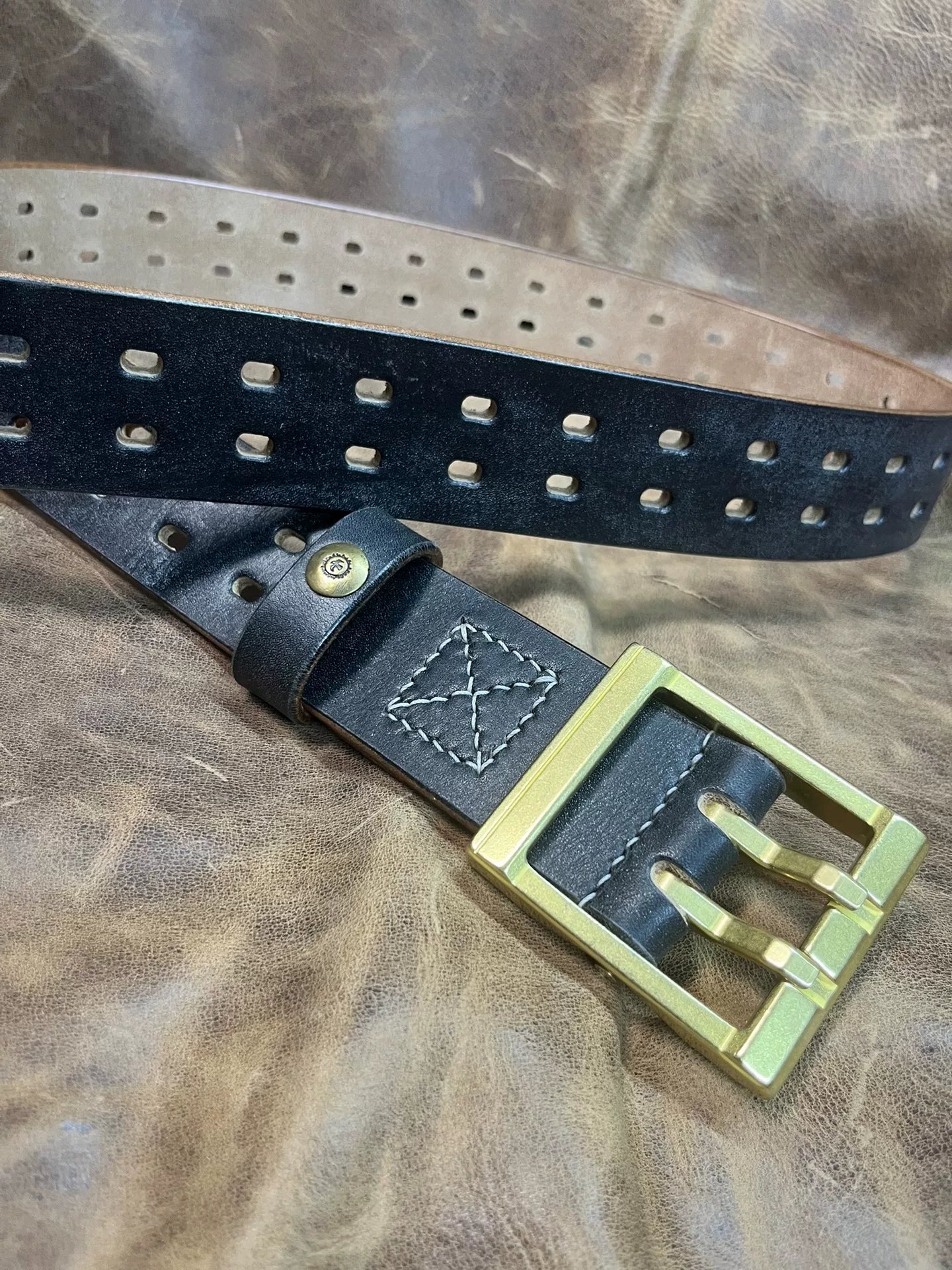 JF Full-Grain Bridle Leather Double-Stitch Handmade Belt