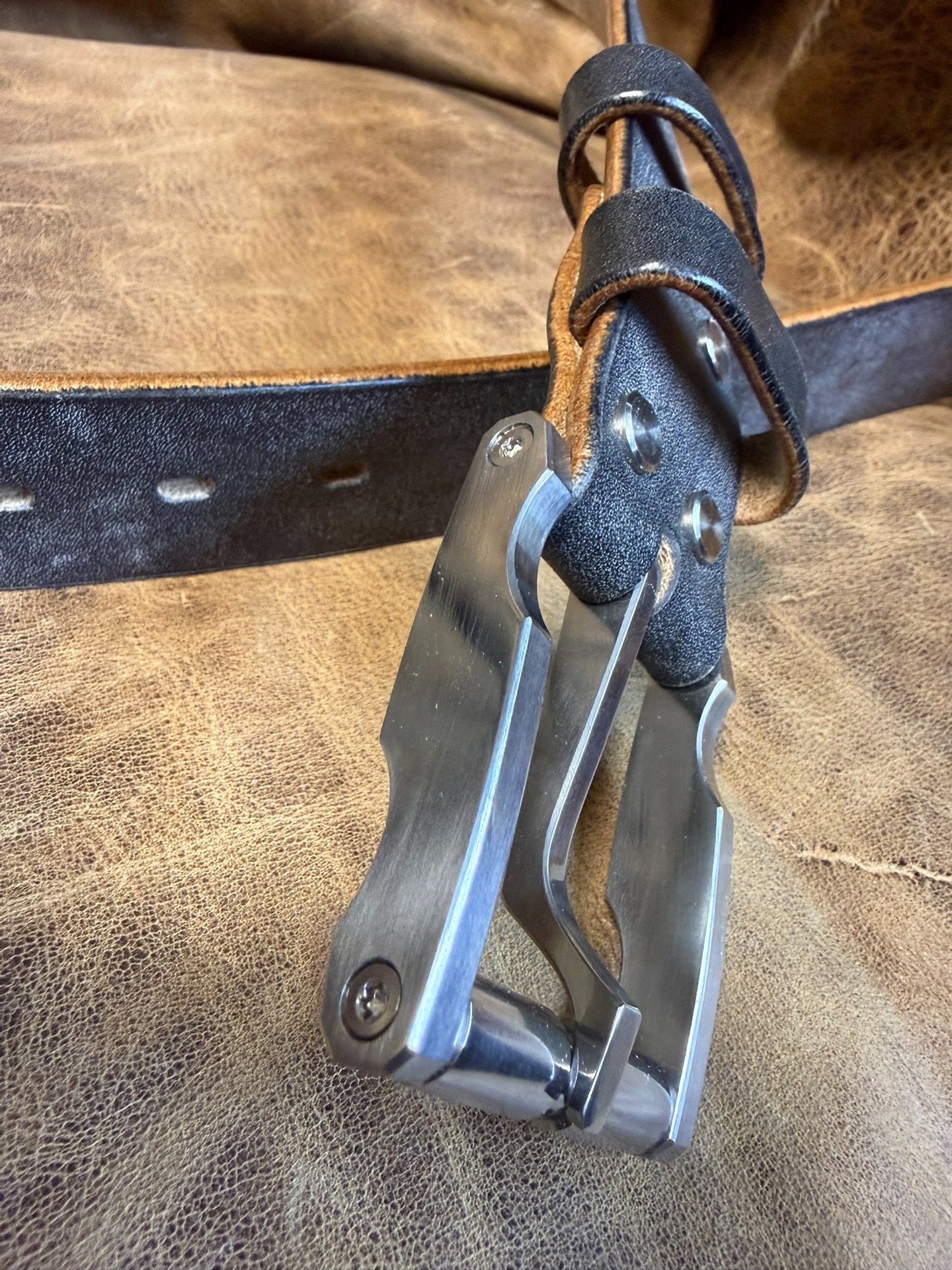 316L Line-Cut Stainless Buckle Paired with J.F. Baker Full-Grain Br…