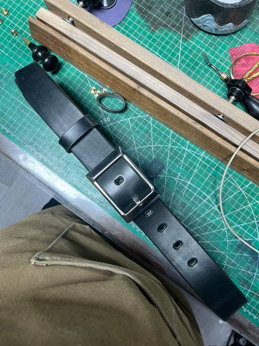 Meian handmade belt, imported from Meian. Black, business casual belt