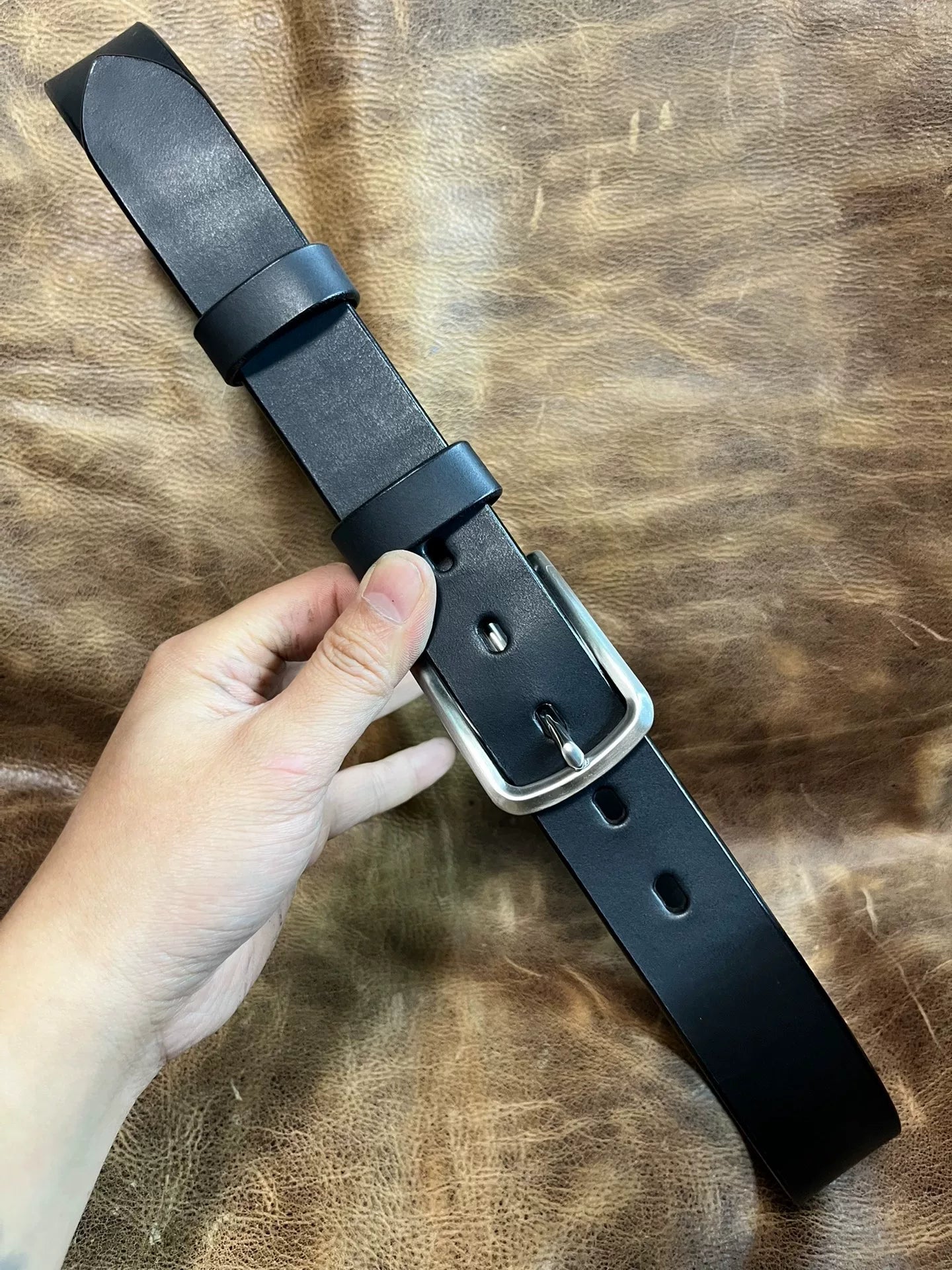 Italian saddle vegetable tanned handmade belt