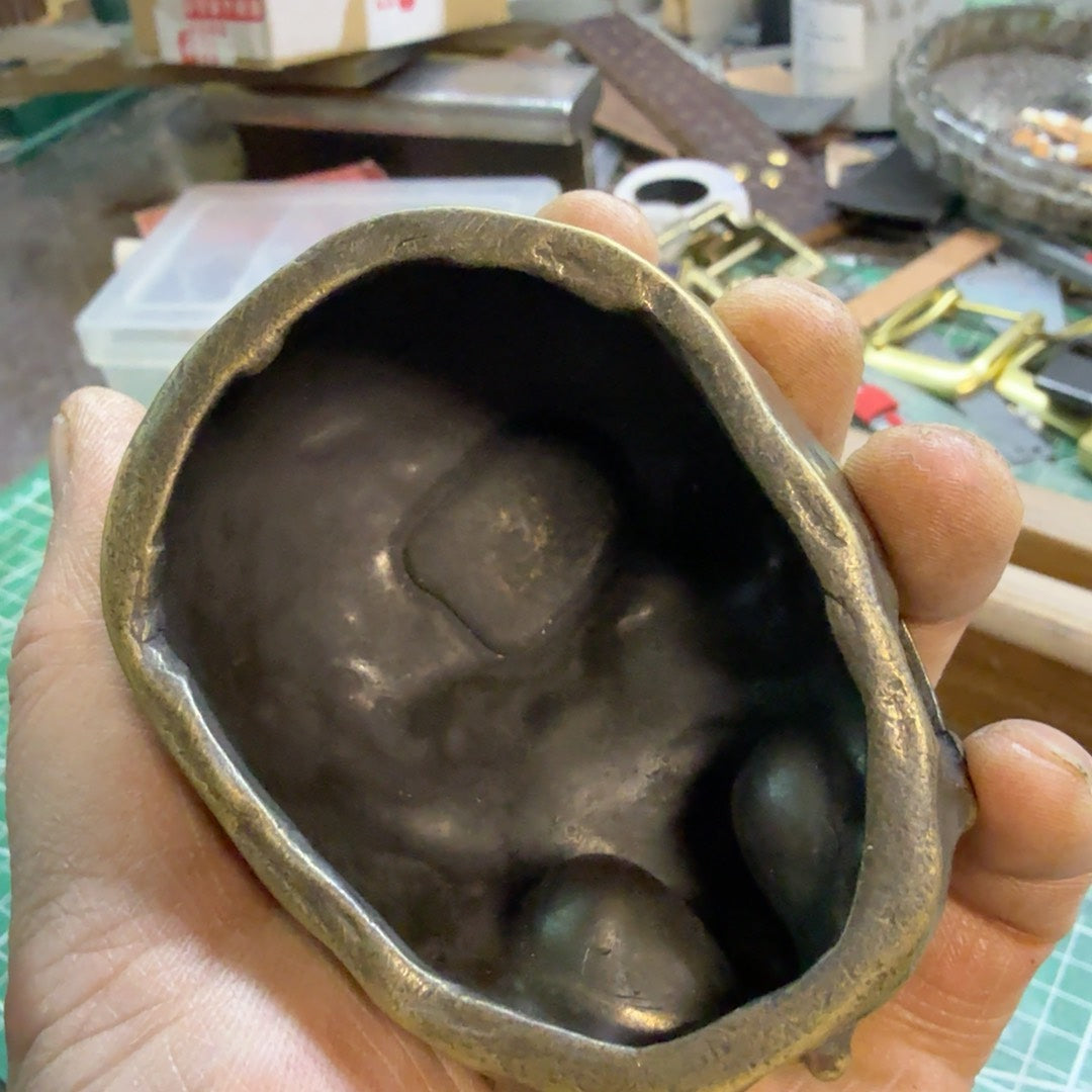 334g Solid Brass Skull Ashtray — Skull Bowl Shape