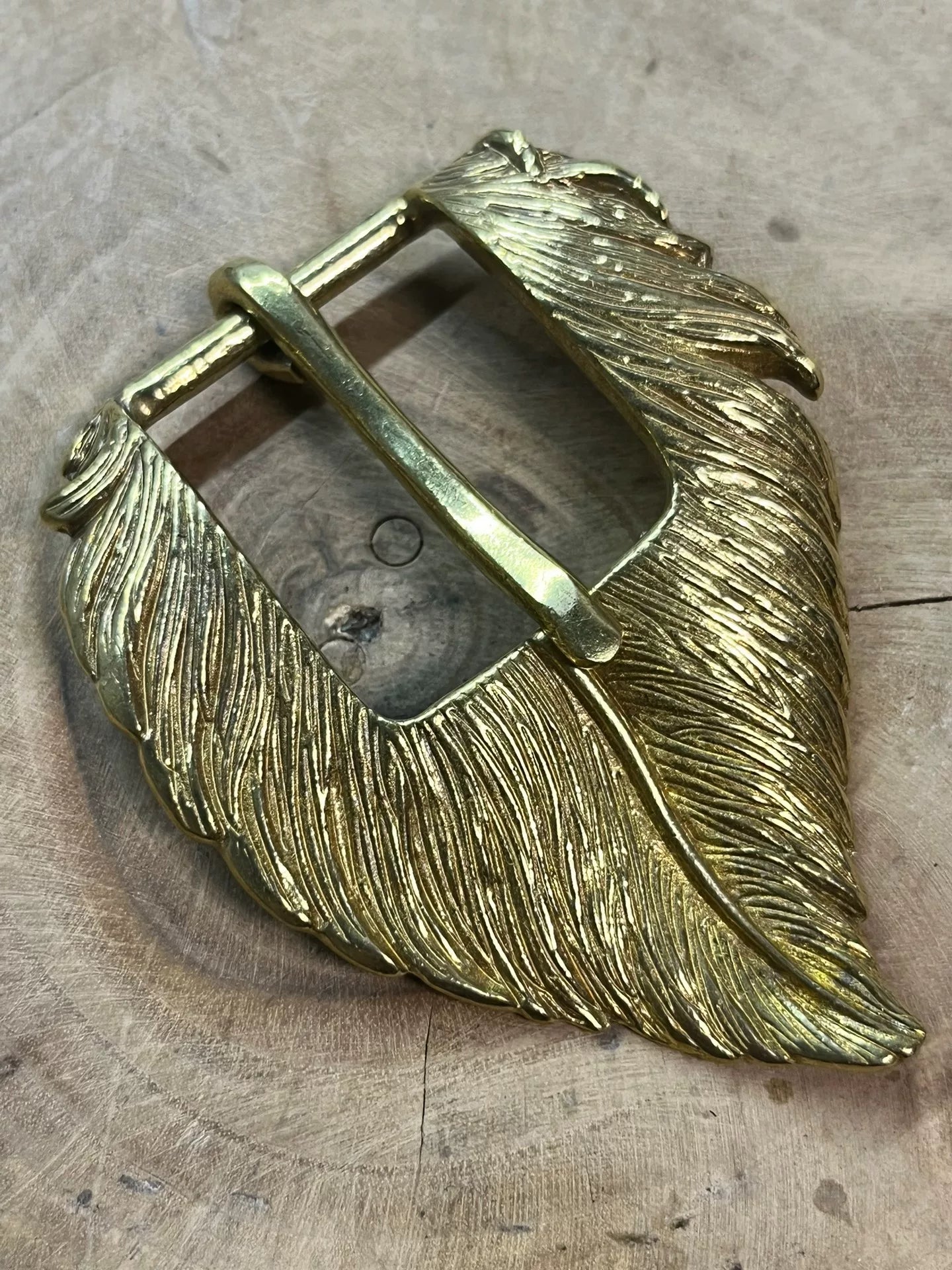 Pure copper new belt buckle feather two sets of pin buckle leaf bel…