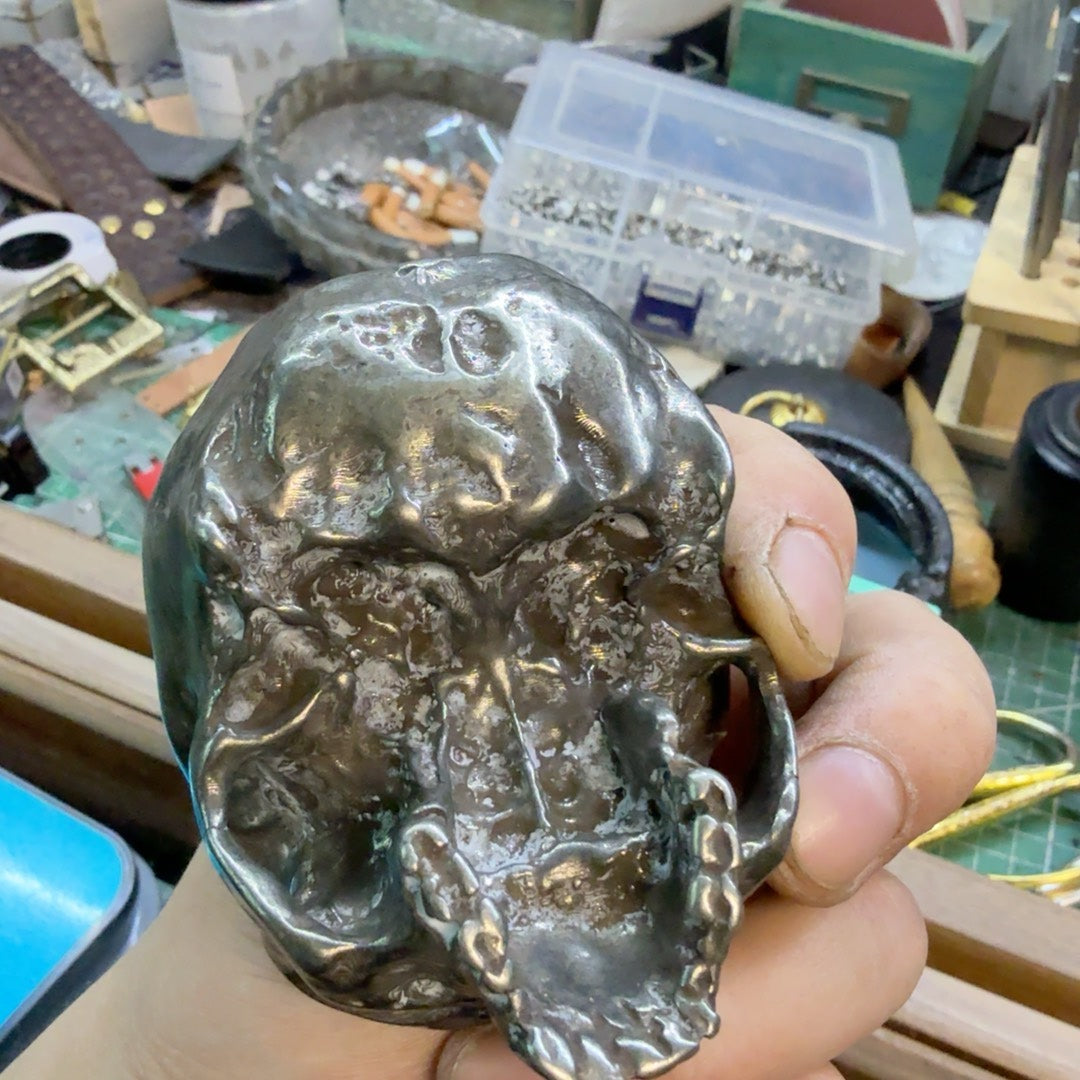 300g Solid White Copper Skull Ashtray