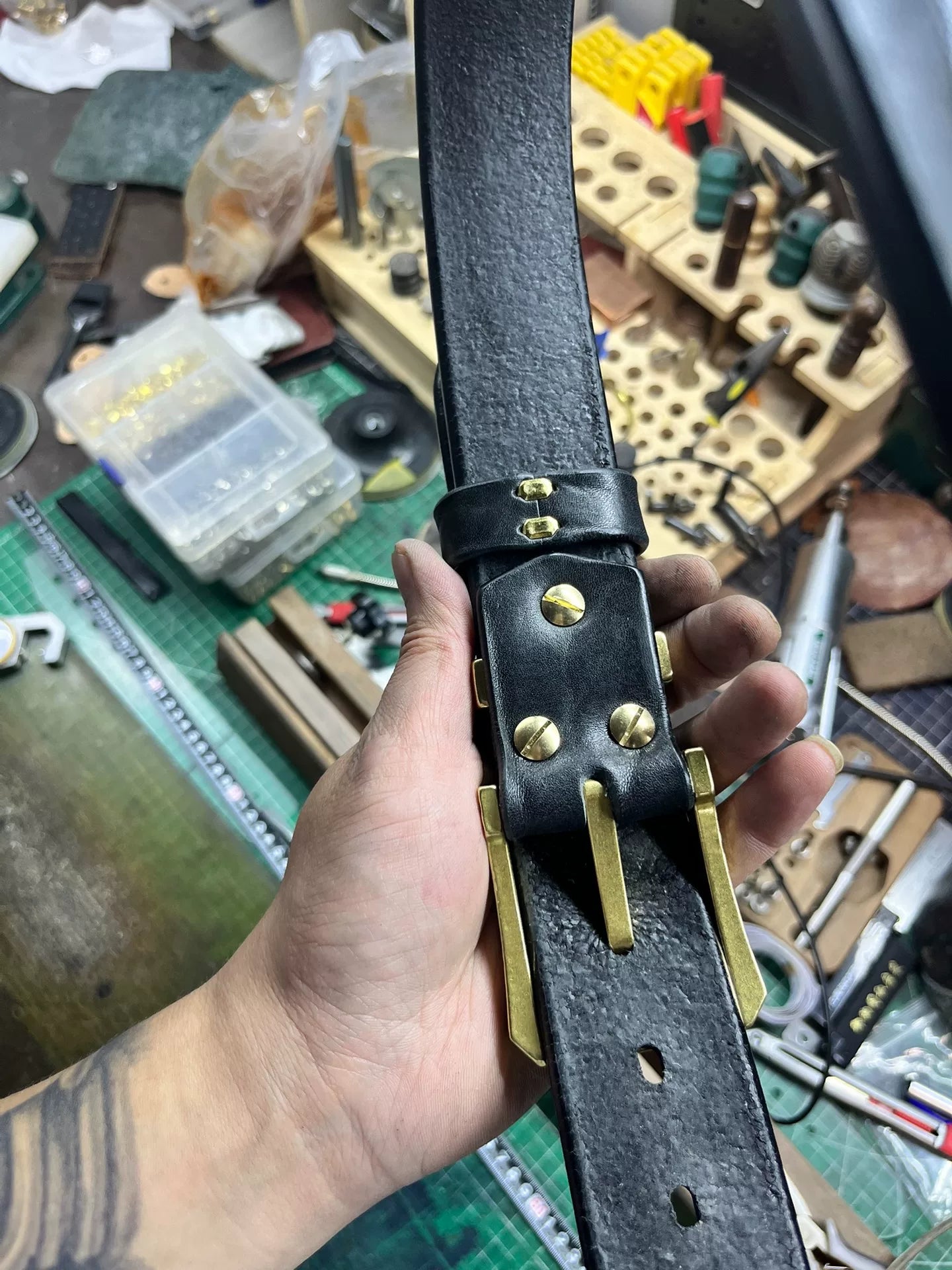 6.5mm Thick North American Dyed Black Buffalo Leather Belt