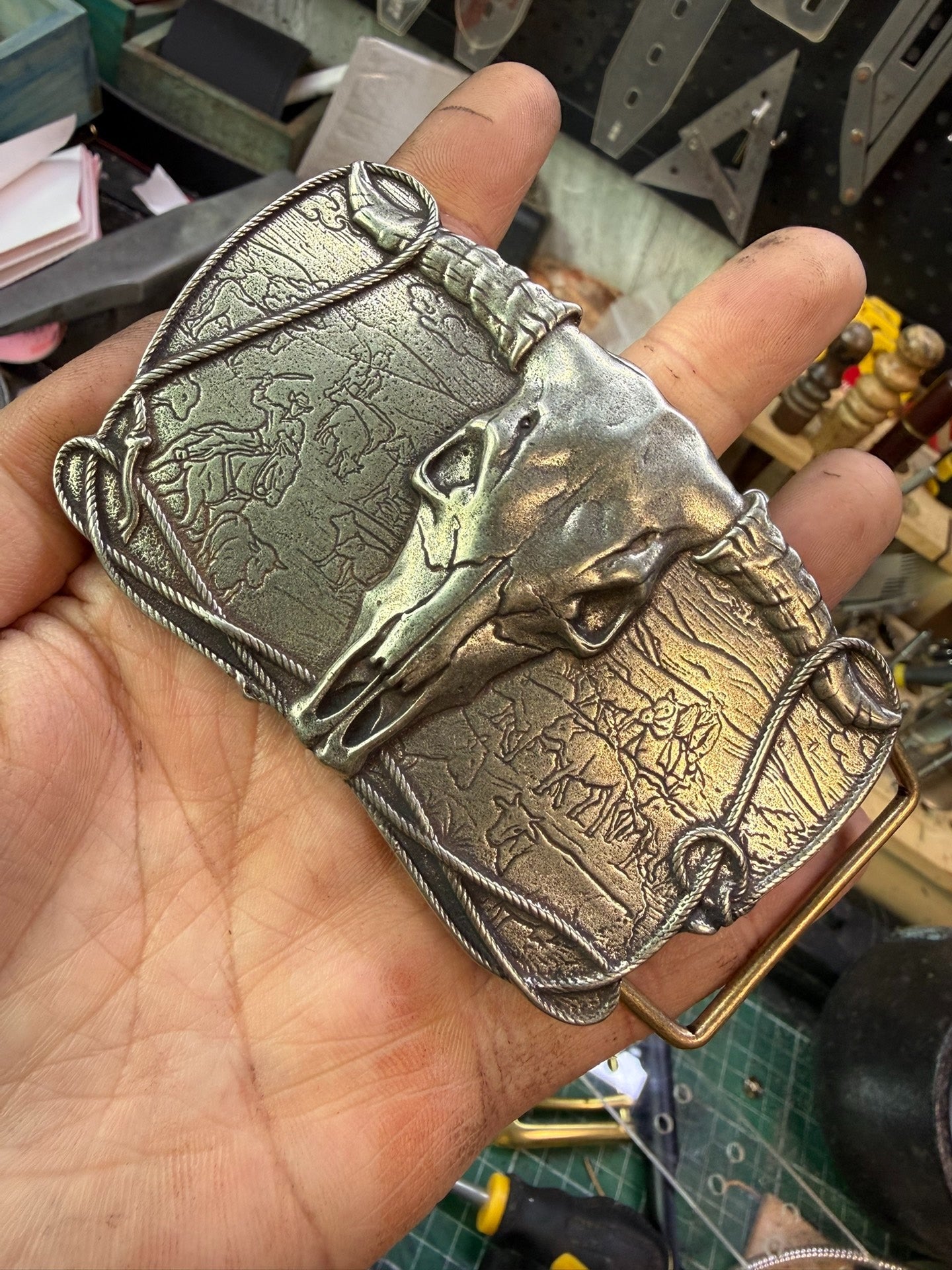 Pure copper Western-Cuba buckle
