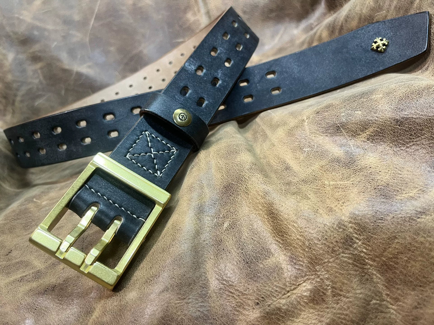 JF Full-Grain Bridle Leather Double-Stitch Handmade Belt