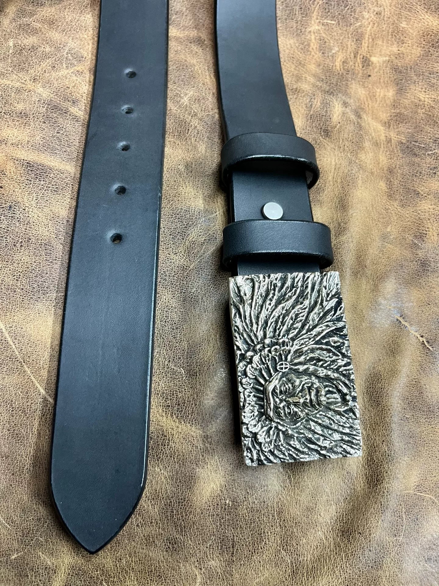 Black imported Italian genuine first-layer cowhide with white coppe…