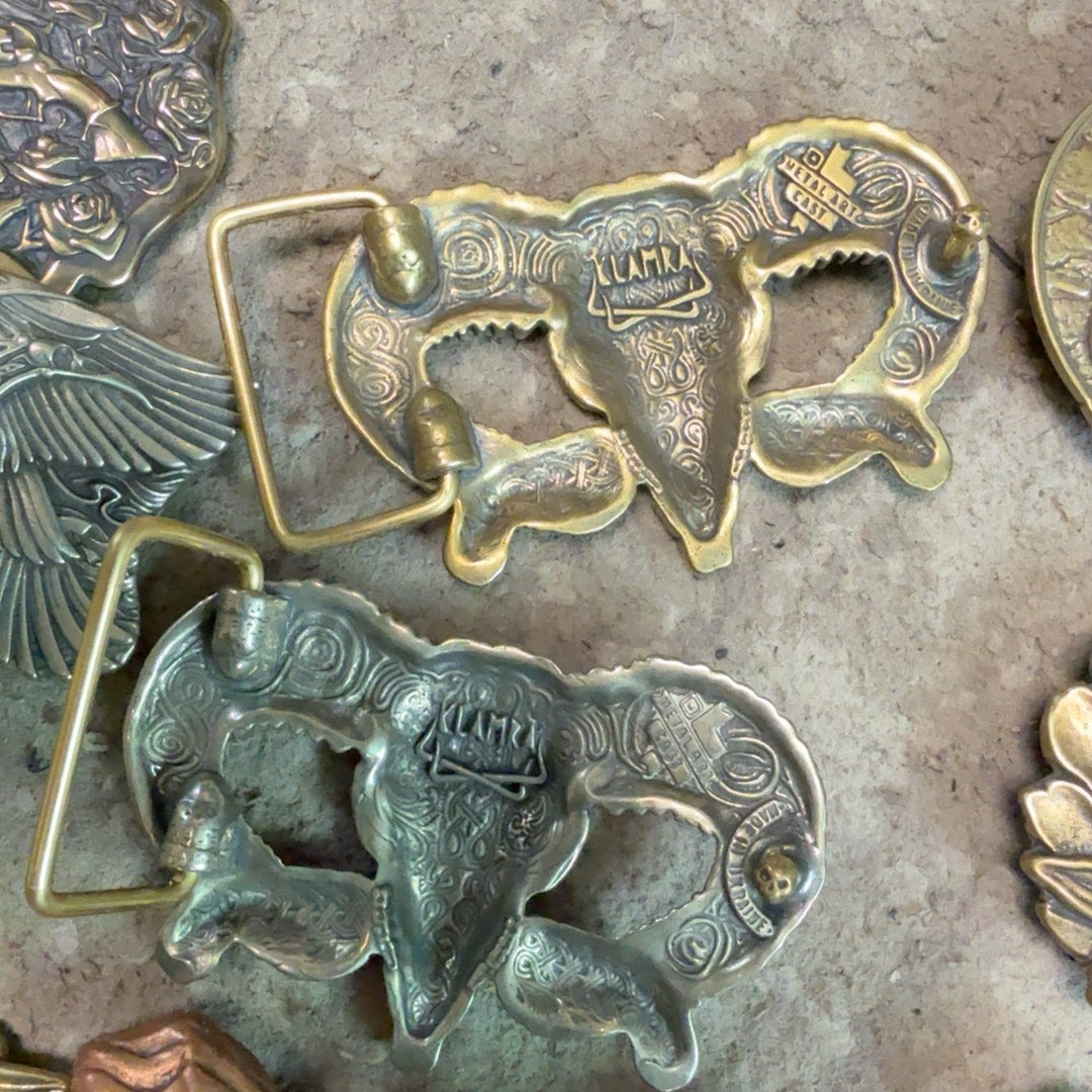 Pure copper Western Skull Sheep's Head Medium Cuban buckle
