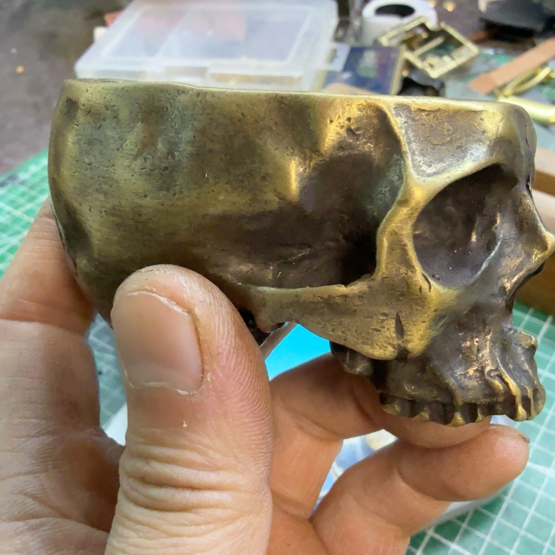 334g Solid Brass Skull Ashtray — Skull Bowl Shape