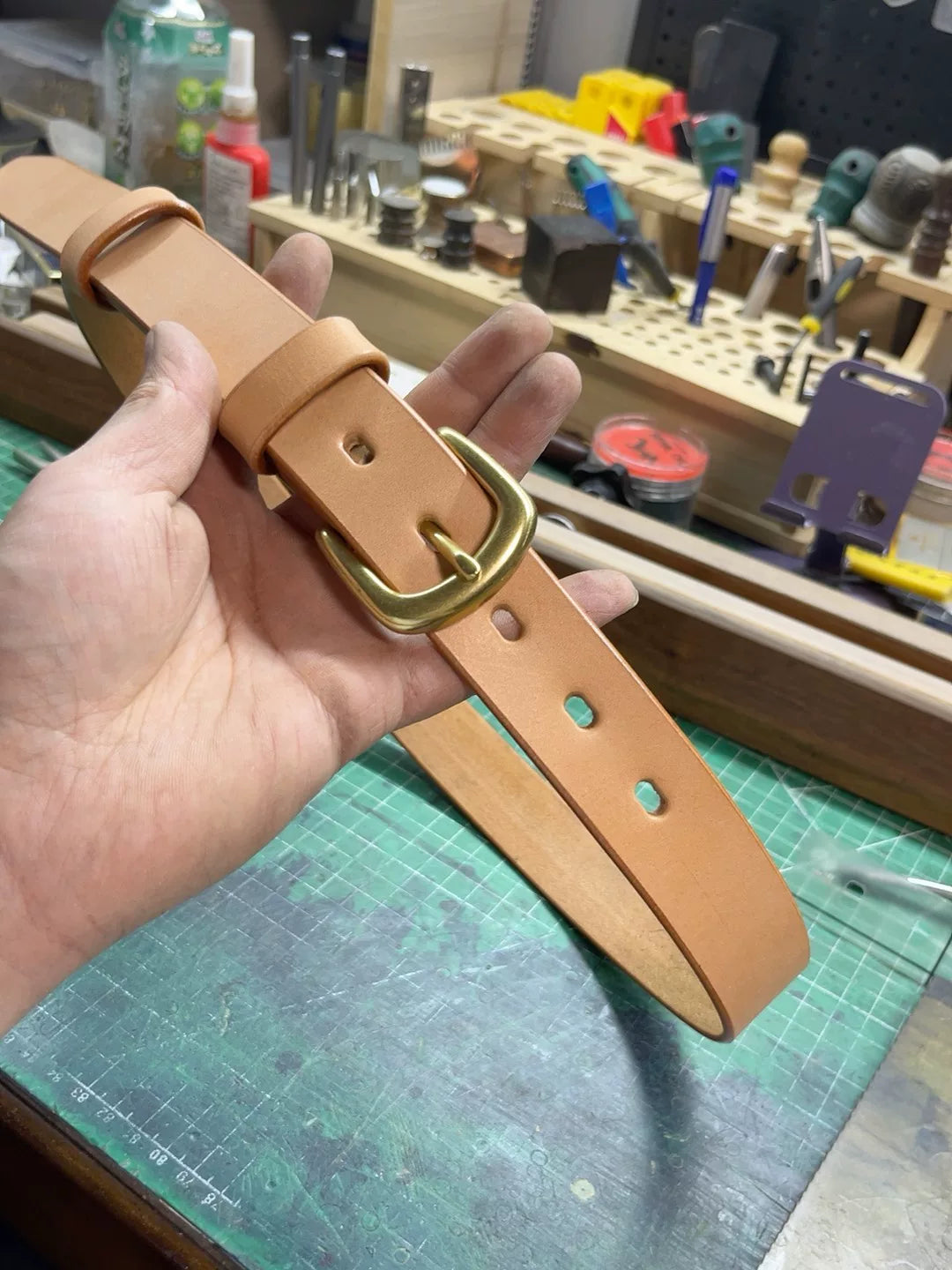 Handmade belt Italian vegetable tanned leather 3 cm wide belt handm…