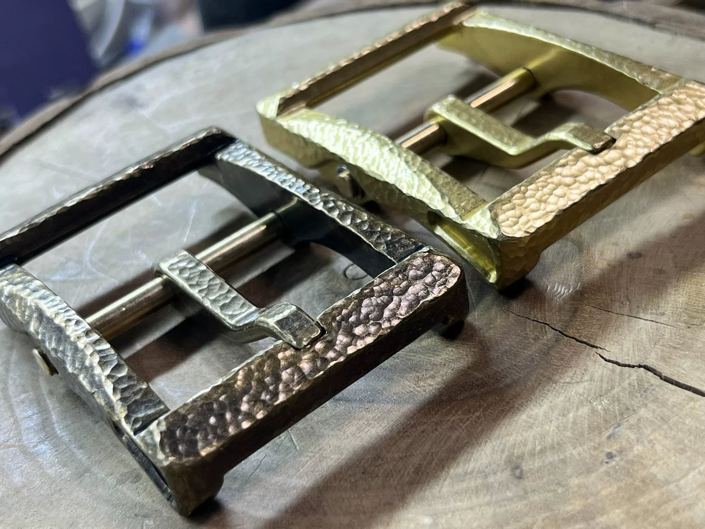 Unparalleled Heroes solid copper belt buckle with hand-hammered pat…