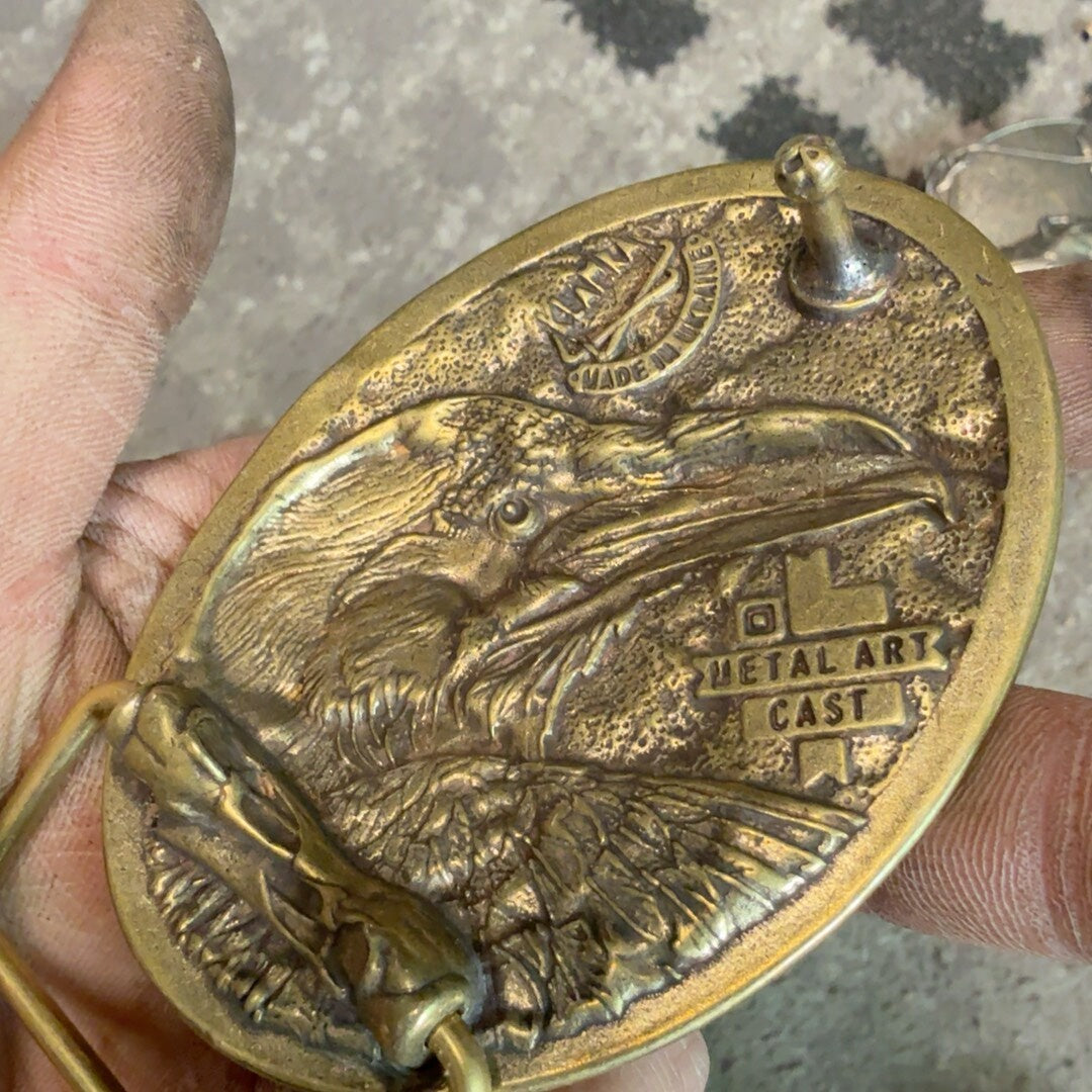 Pure copper Raven Western Central Cuban buckle
