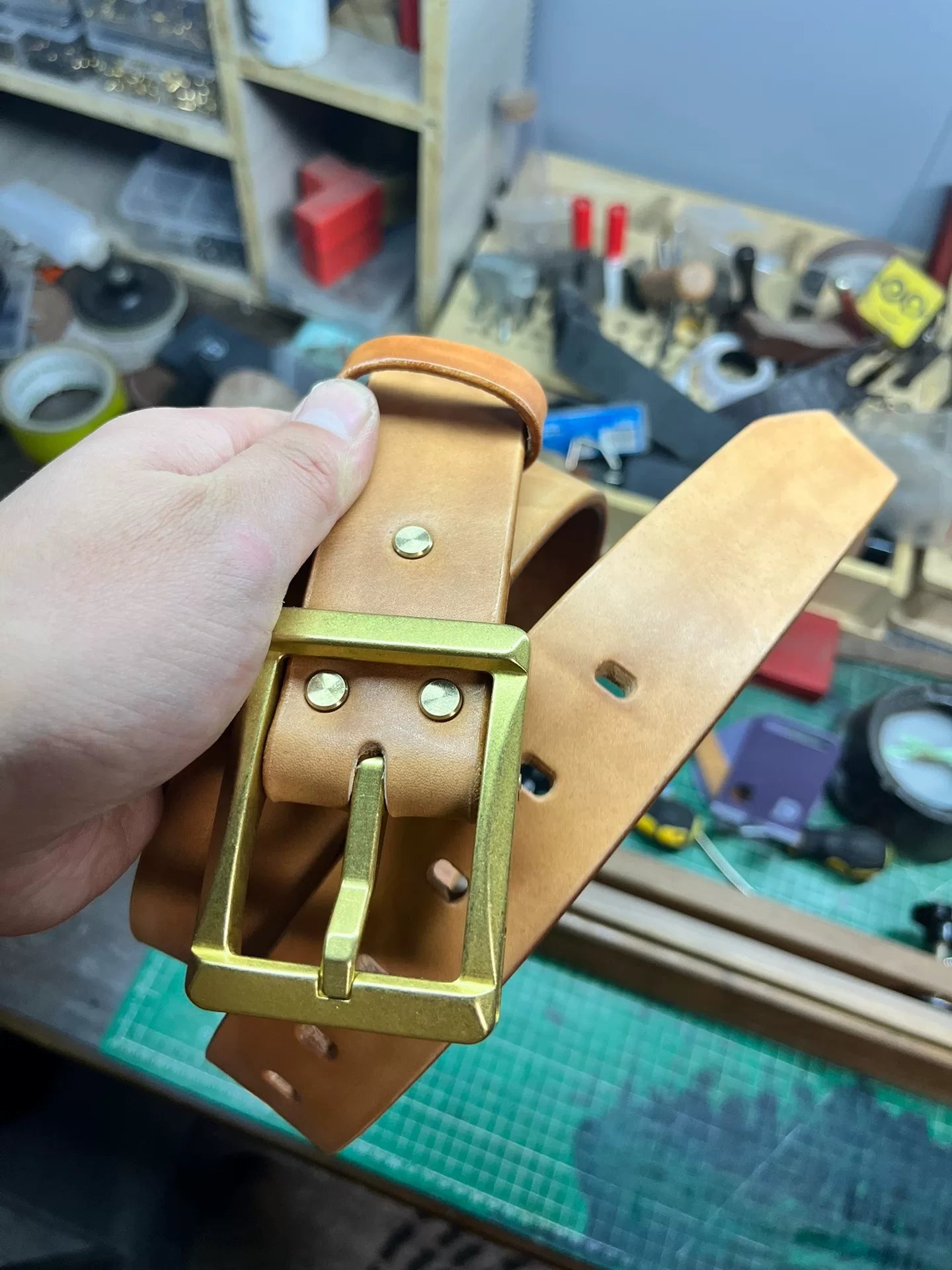 Meian's handmade belts are customized. Before delivery