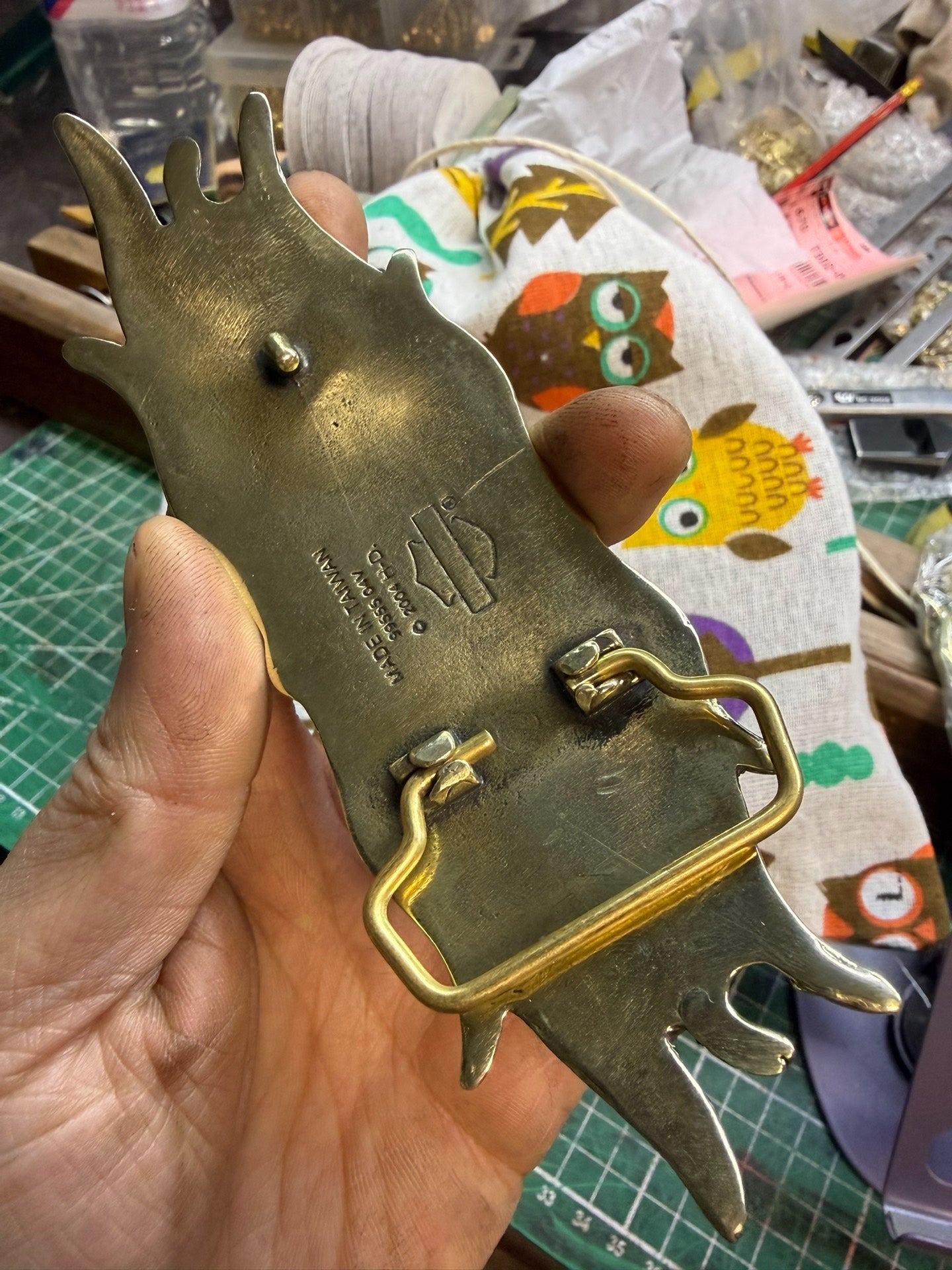 Solid pure brass Harley Harley flame smooth buckle
