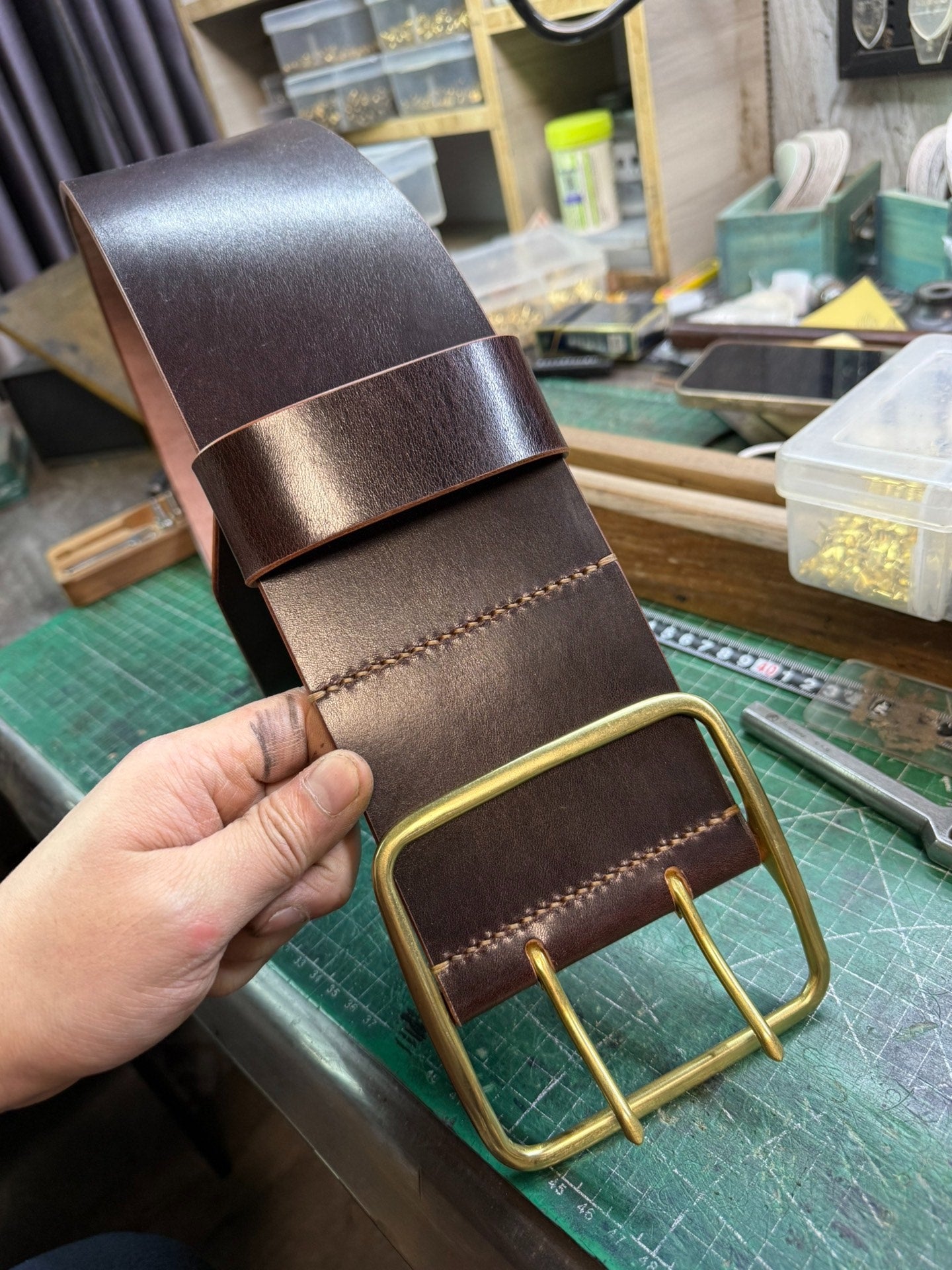 10cm Wide Genuine Top-Grain Leather Weightlifting Belt