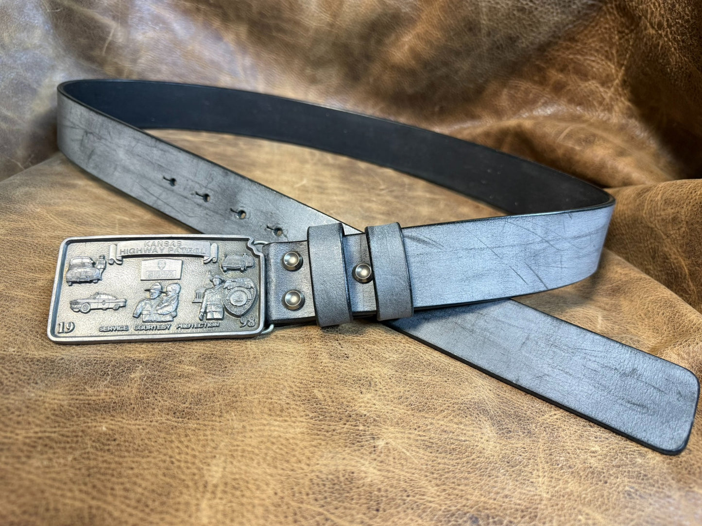 Pre-Owned Tin Plate Buckle with Italian Bridle Leather