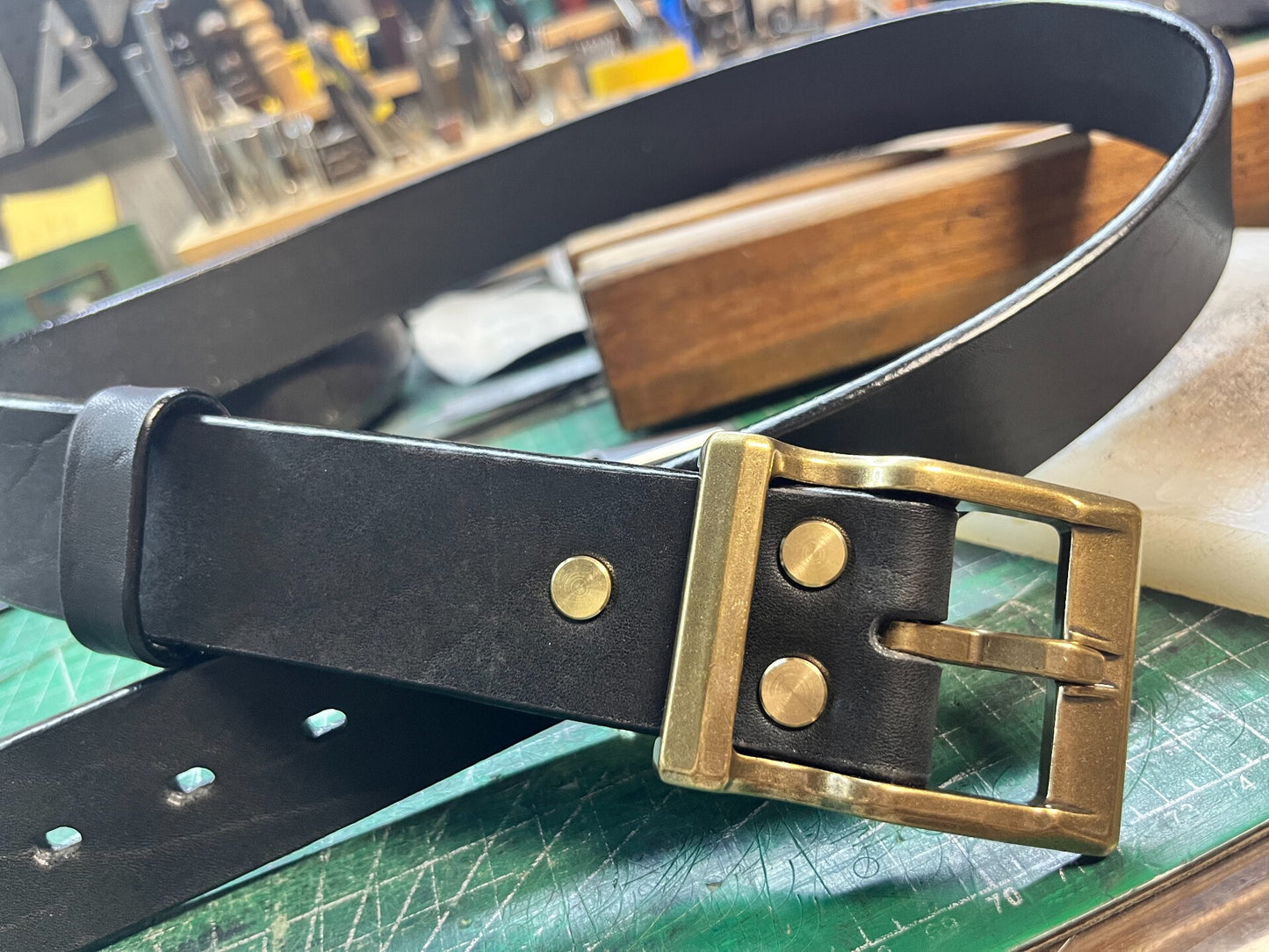 Custom 5.5–6mm North American Bison Leather Handmade Belt