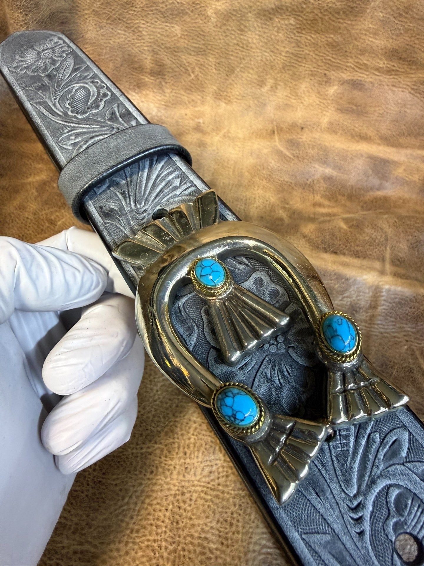 Indiana Navajo Italian Horse Rein Carved Handmade Belt Customized
