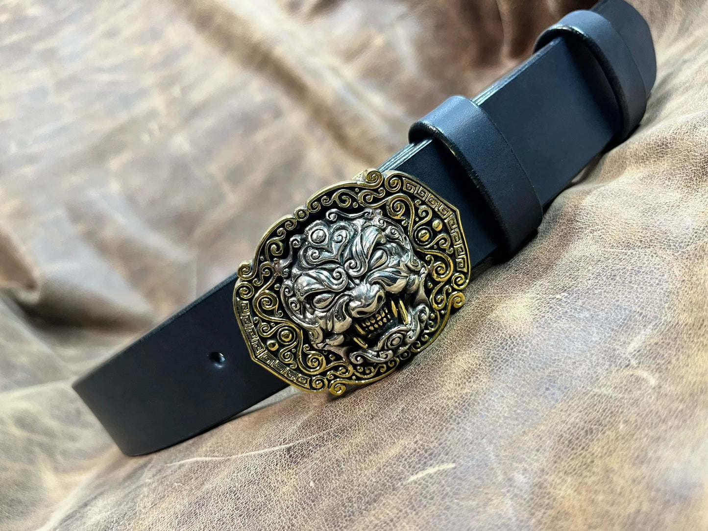 Black imported full-grain Italian genuine leather first-layer cowhi…