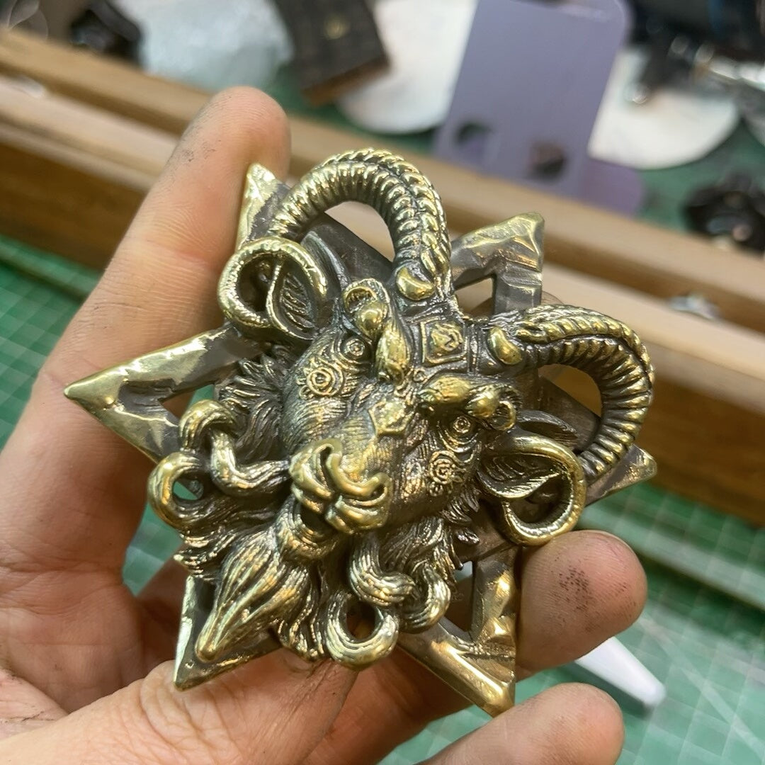 Brass Pan pure copper six-pointed star belt buckle