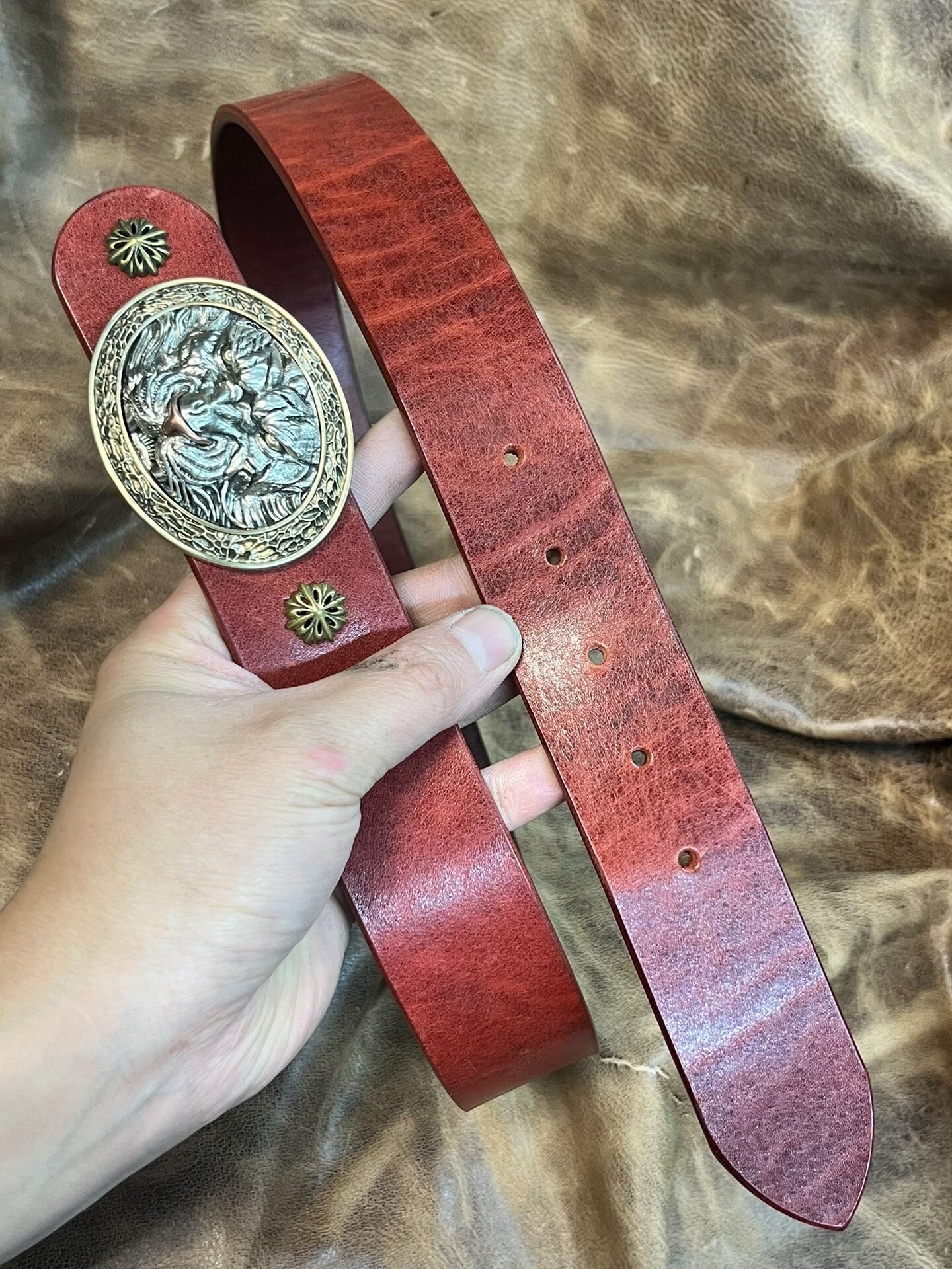 Tiger pure copper handmade belt buckle